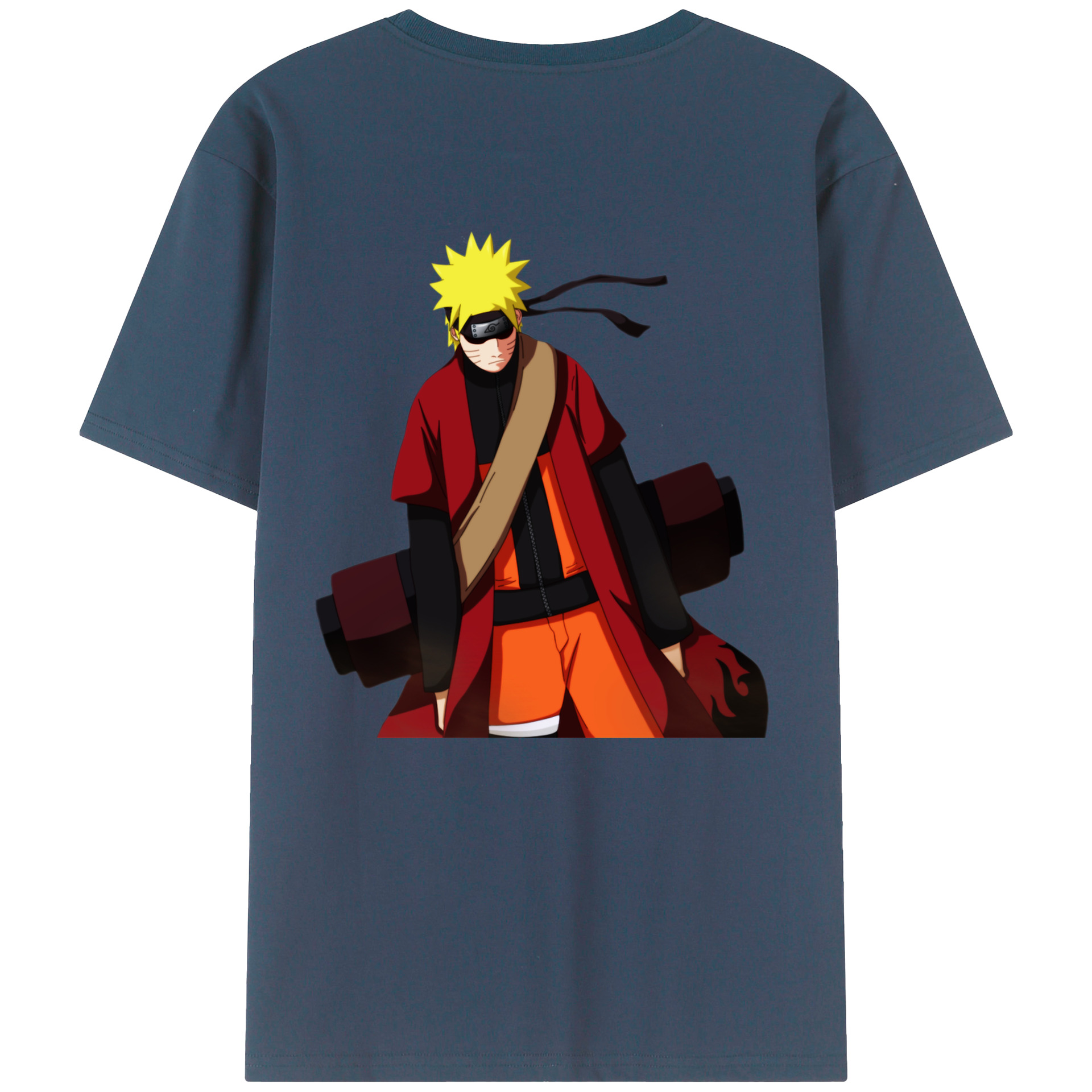 （画像用） NARUTO -ナルト- うずまき ナルト Uzumaki Naruto 綿100％ メンズ半袖Tシャツ（バックプリント） 通気性