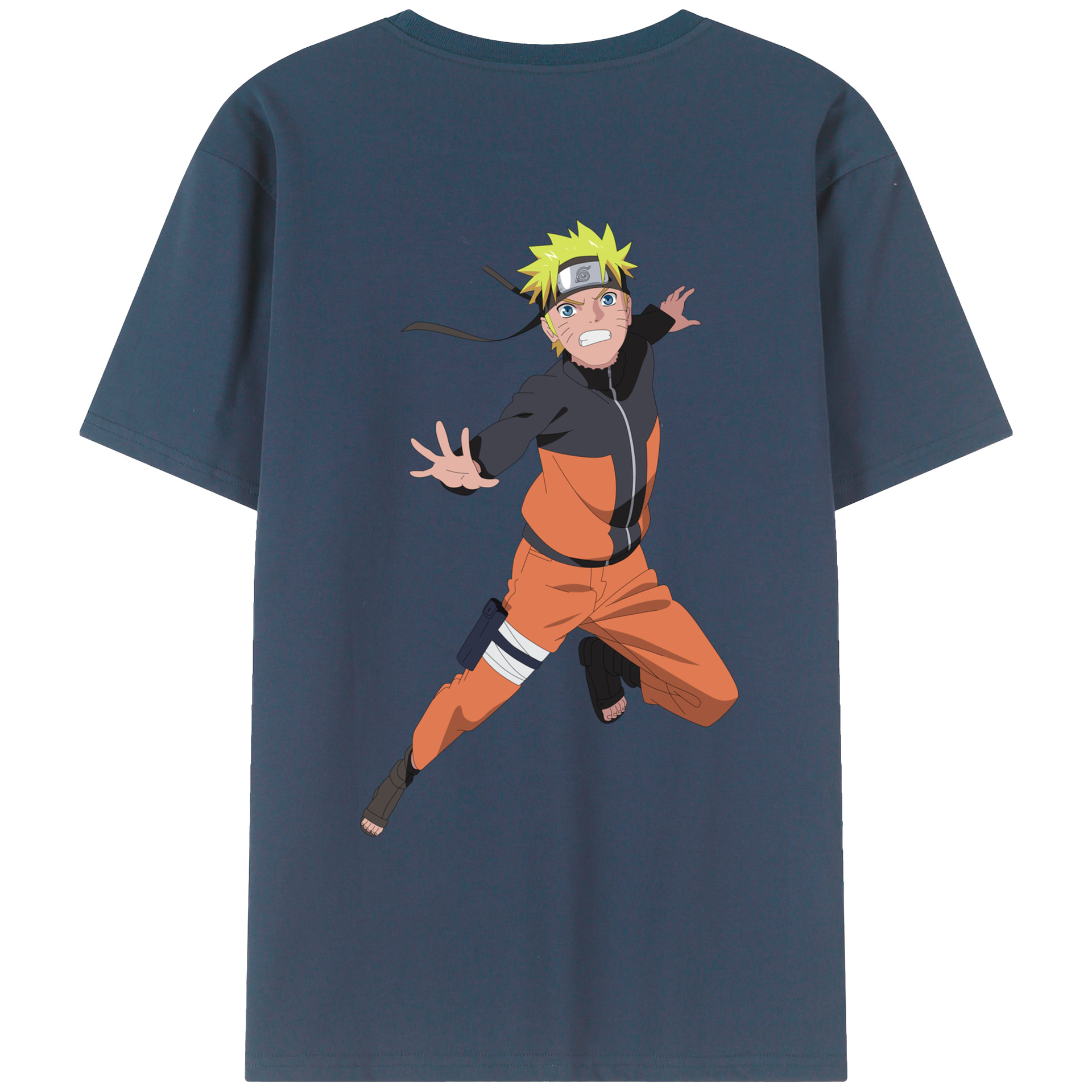 （画像用） NARUTO -ナルト- うずまき ナルト Uzumaki Naruto 綿100％ メンズ半袖Tシャツ（バックプリント） 通気性