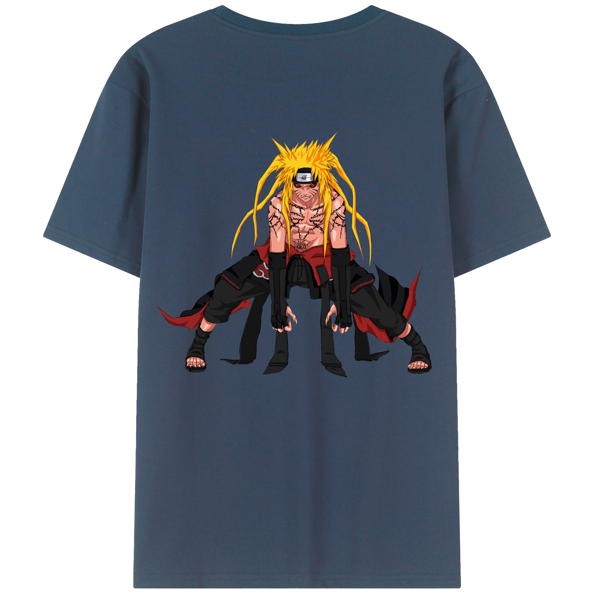 （画像用） NARUTO -ナルト- うずまき ナルト Uzumaki Naruto 綿100％ メンズ半袖Tシャツ（バックプリント） 通気性