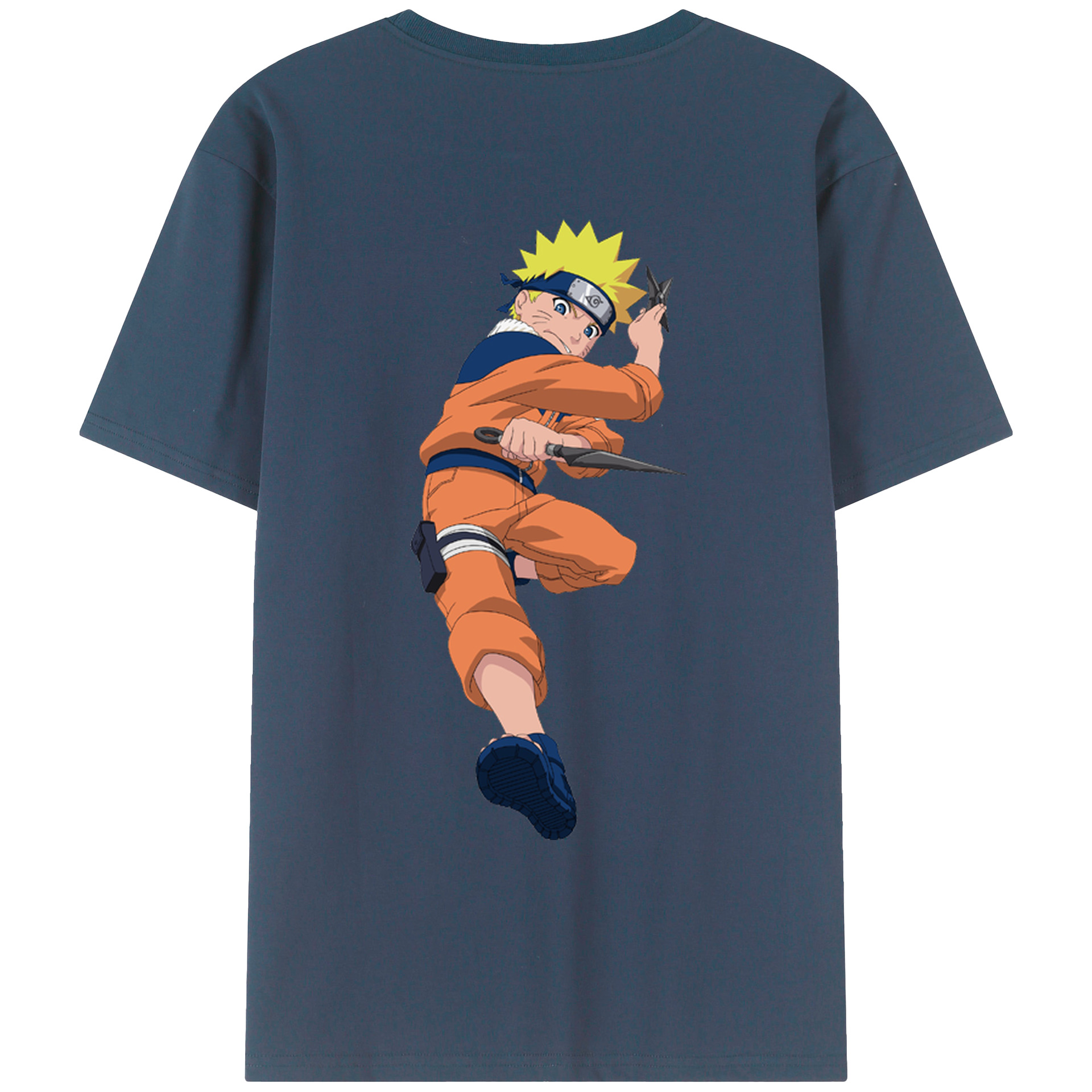 （画像用） NARUTO -ナルト- うずまき ナルト Uzumaki Naruto 綿100％ メンズ半袖Tシャツ（バックプリント） 通気性