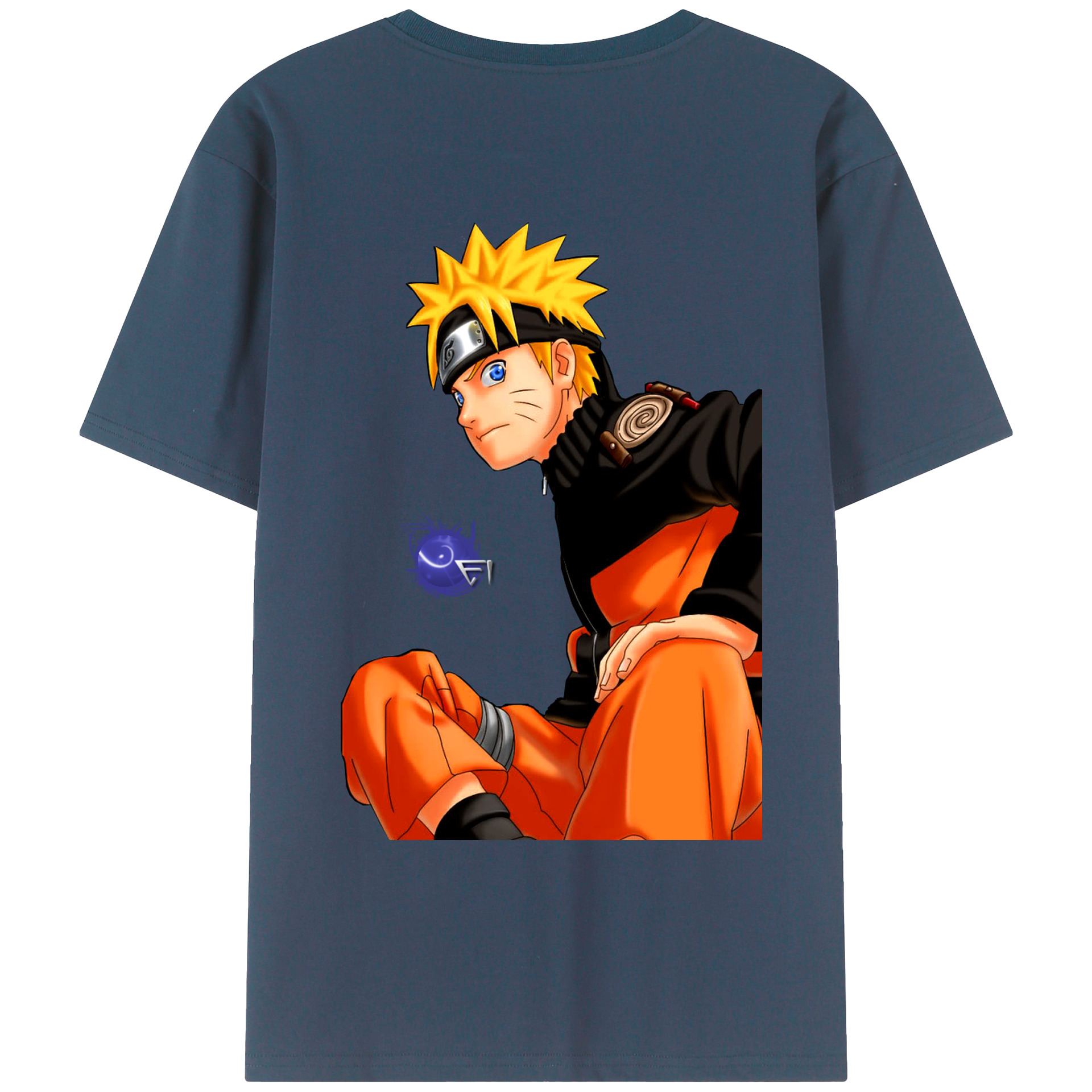 （画像用） NARUTO -ナルト- うずまき ナルト Uzumaki Naruto 綿100％ メンズ半袖Tシャツ（バックプリント） 通気性
