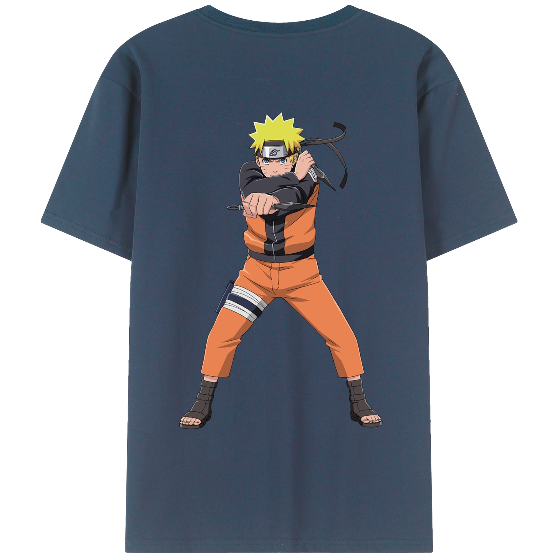 （画像用） NARUTO -ナルト- うずまき ナルト Uzumaki Naruto 綿100％ メンズ半袖Tシャツ（バックプリント） 通気性
