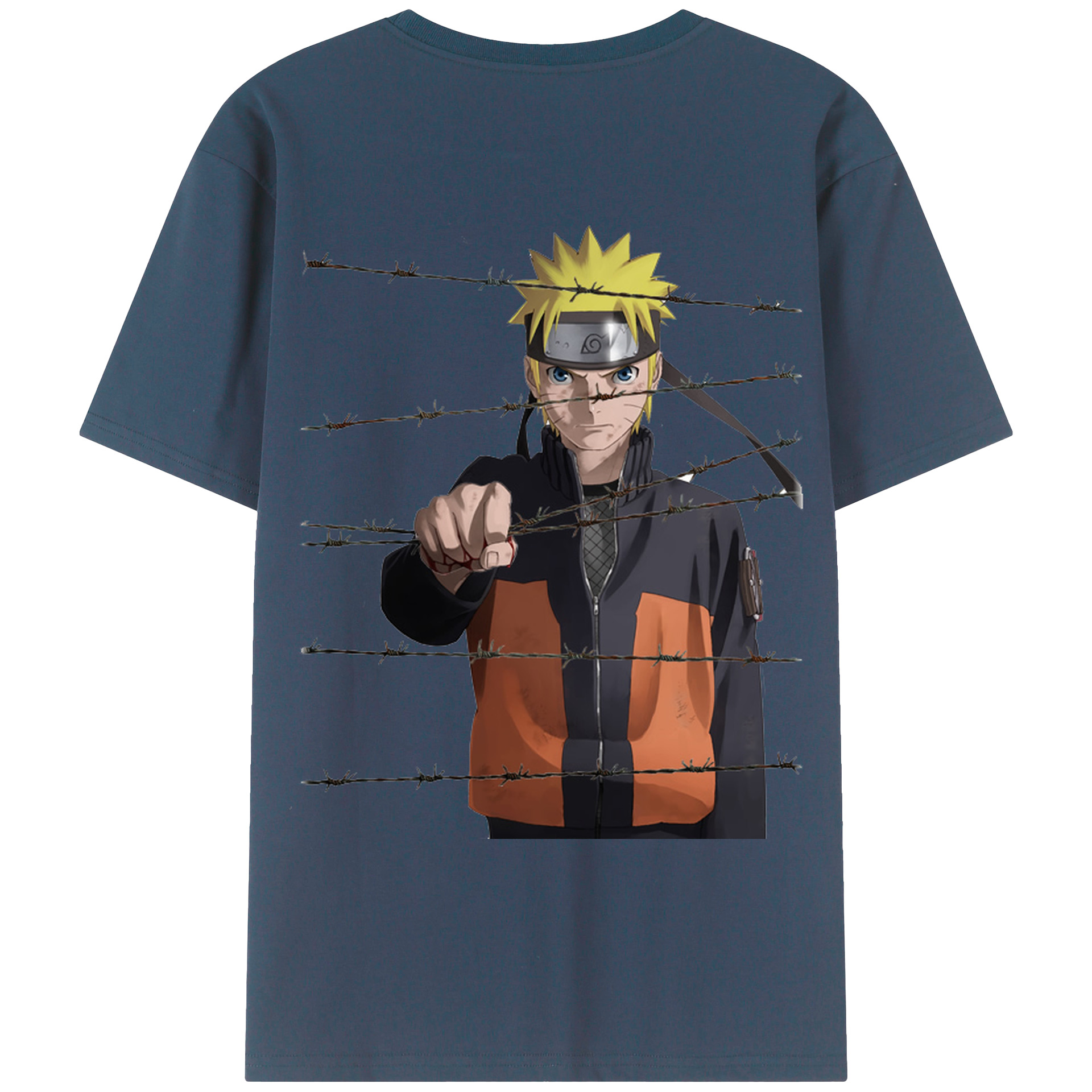 （画像用） NARUTO -ナルト- うずまき ナルト Uzumaki Naruto 綿100％ メンズ半袖Tシャツ（バックプリント） 通気性