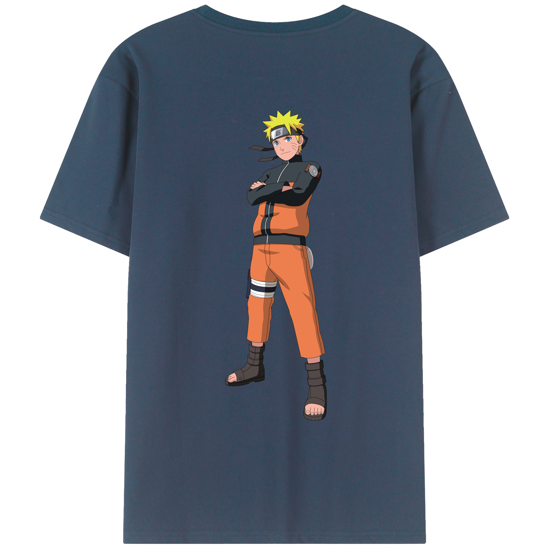（画像用） NARUTO -ナルト- うずまき ナルト Uzumaki Naruto 綿100％ メンズ半袖Tシャツ（バックプリント） 通気性