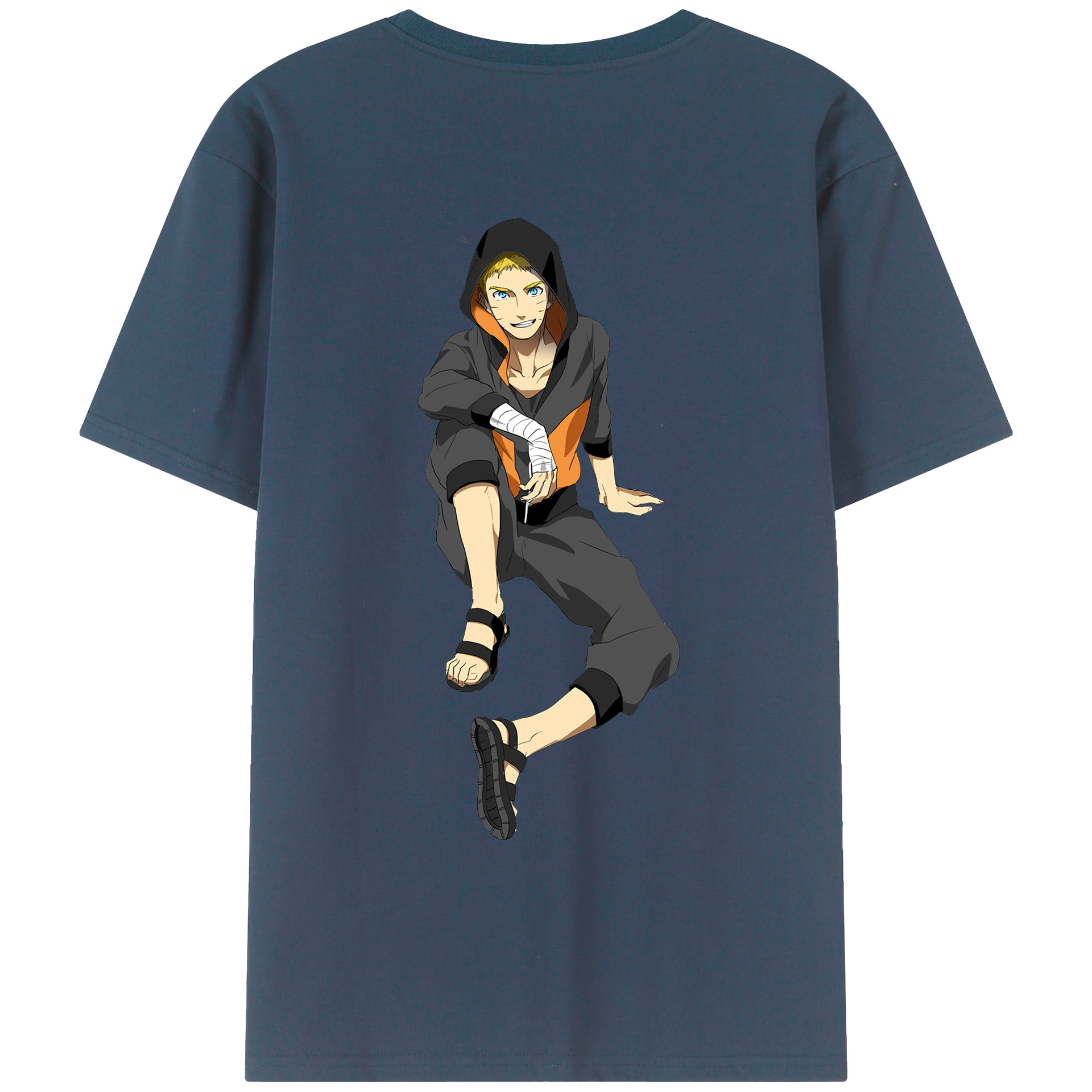 （画像用） NARUTO -ナルト- うずまき ナルト Uzumaki Naruto 綿100％ メンズ半袖Tシャツ（バックプリント） 通気性