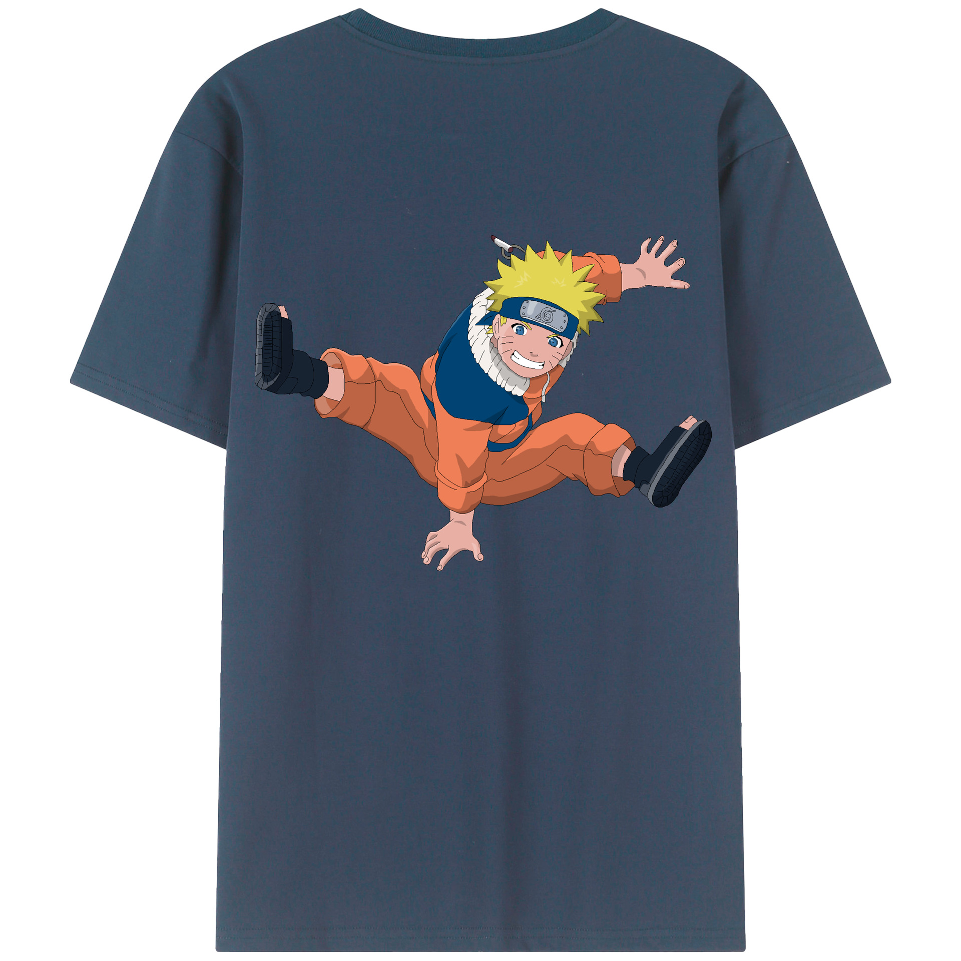 （画像用） NARUTO -ナルト- うずまき ナルト Uzumaki Naruto 綿100％ メンズ半袖Tシャツ（バックプリント） 通気性