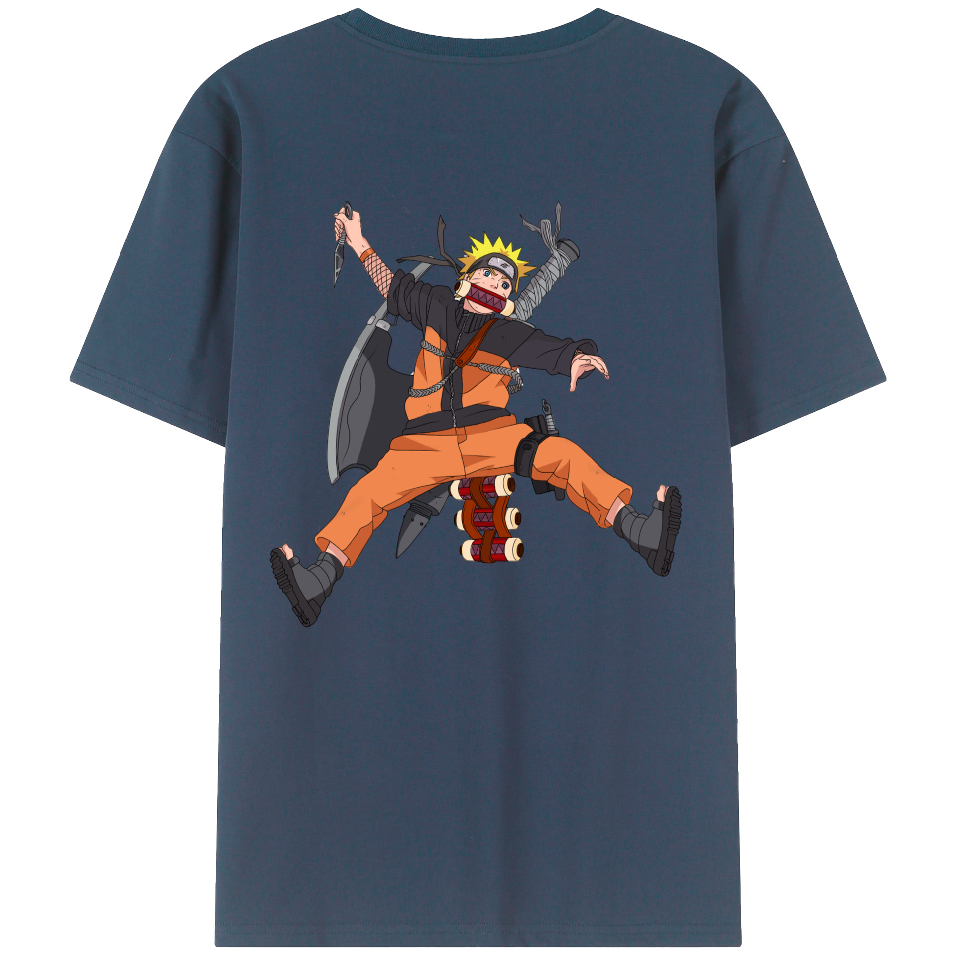 （画像用） NARUTO -ナルト- うずまき ナルト Uzumaki Naruto 綿100％ メンズ半袖Tシャツ（バックプリント） 通気性