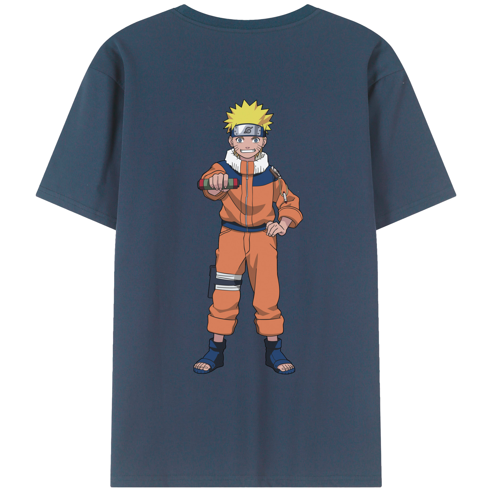 （画像用） NARUTO -ナルト- うずまき ナルト Uzumaki Naruto 綿100％ メンズ半袖Tシャツ（バックプリント） 通気性