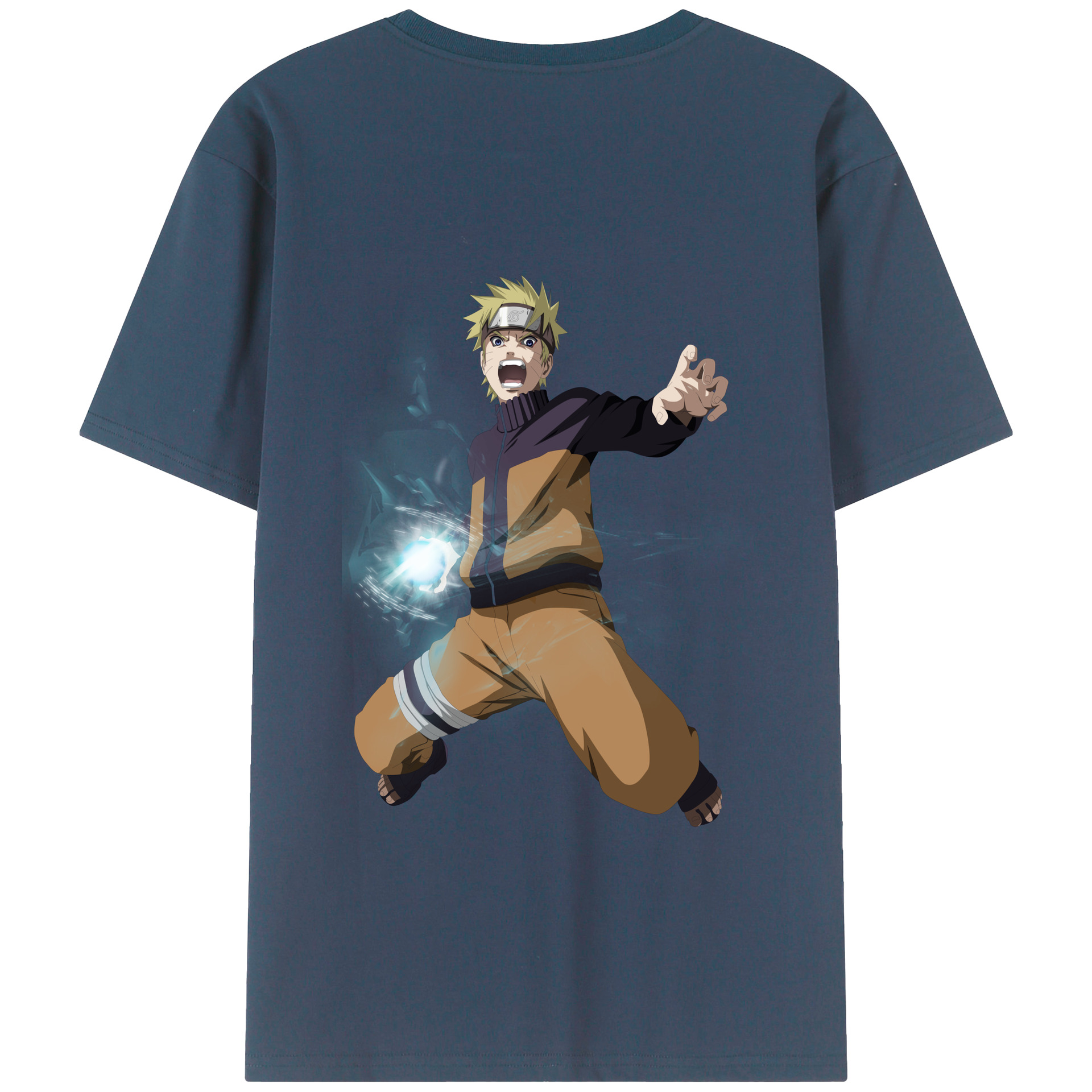 （画像用） NARUTO -ナルト- うずまき ナルト Uzumaki Naruto 綿100％ メンズ半袖Tシャツ（バックプリント） 通気性