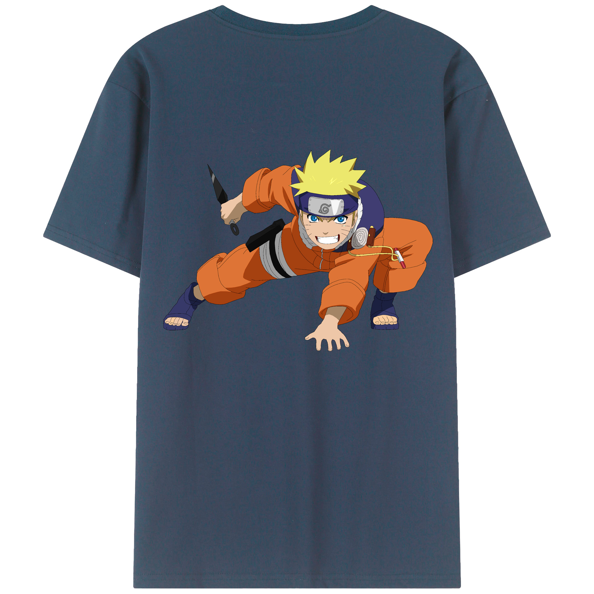 （画像用） NARUTO -ナルト- うずまき ナルト Uzumaki Naruto 綿100％ メンズ半袖Tシャツ（バックプリント） 通気性