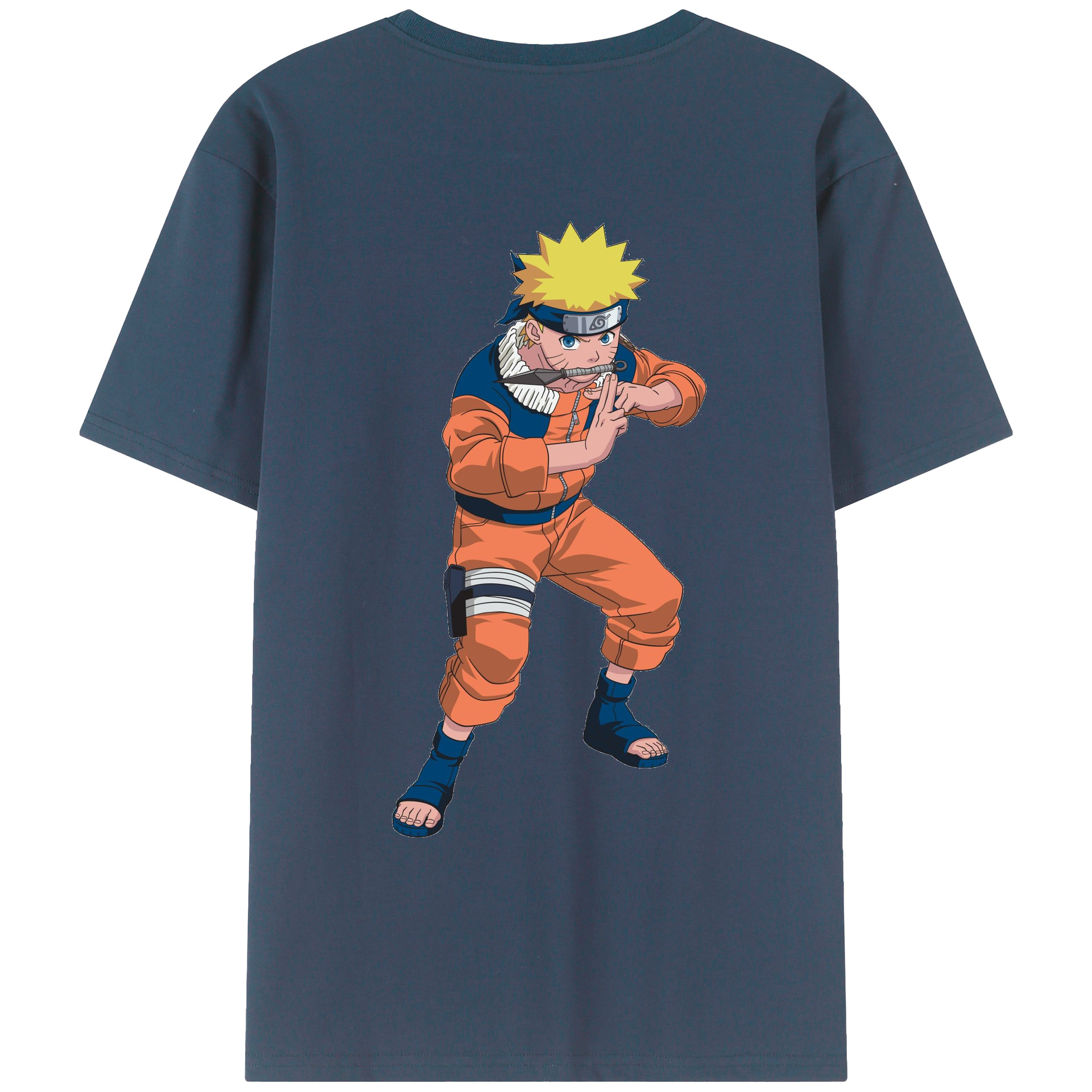（画像用） NARUTO -ナルト- うずまき ナルト Uzumaki Naruto 綿100％ メンズ半袖Tシャツ（バックプリント） 通気性