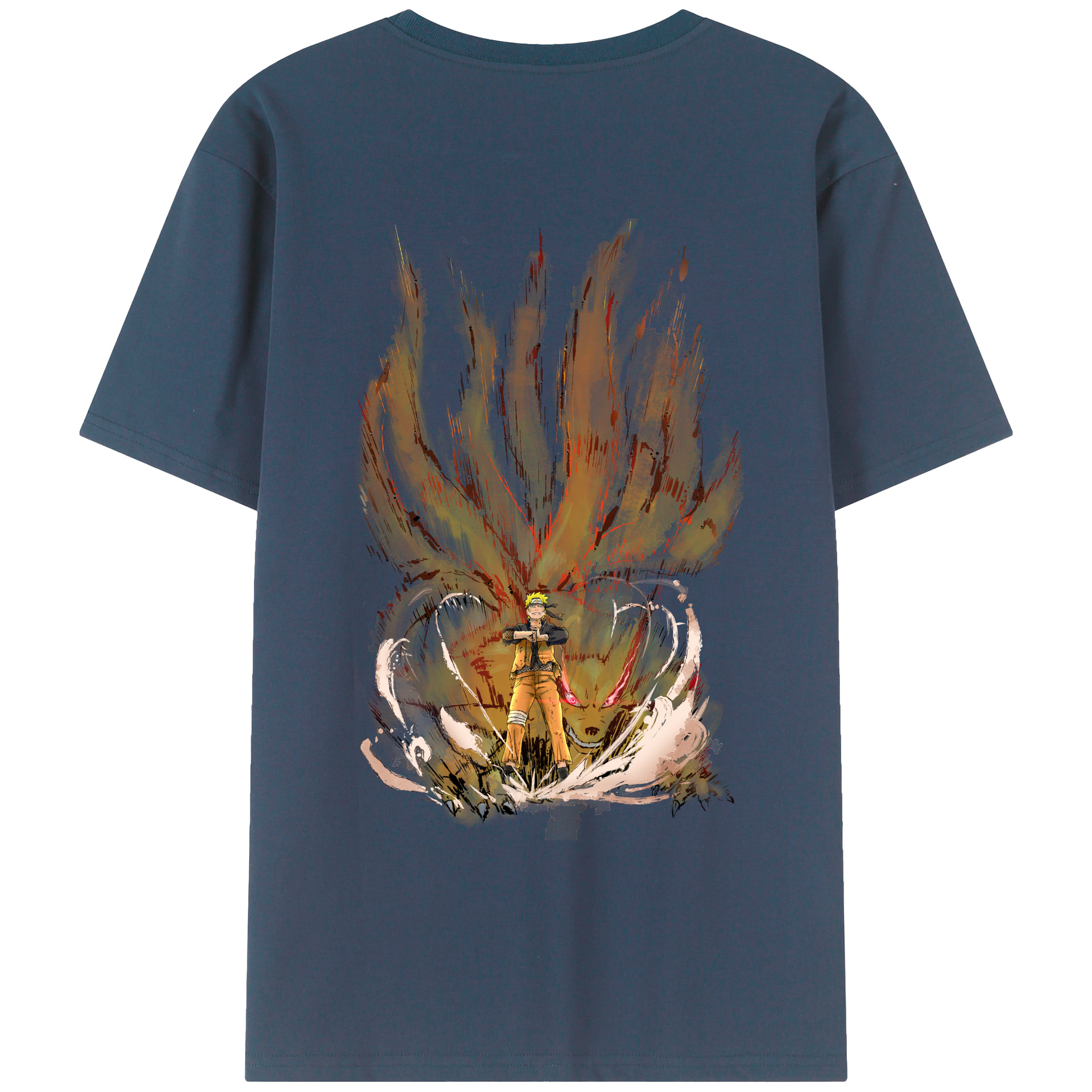 （画像用） NARUTO -ナルト- うずまき ナルト Uzumaki Naruto 綿100％ メンズ半袖Tシャツ（バックプリント） 通気性