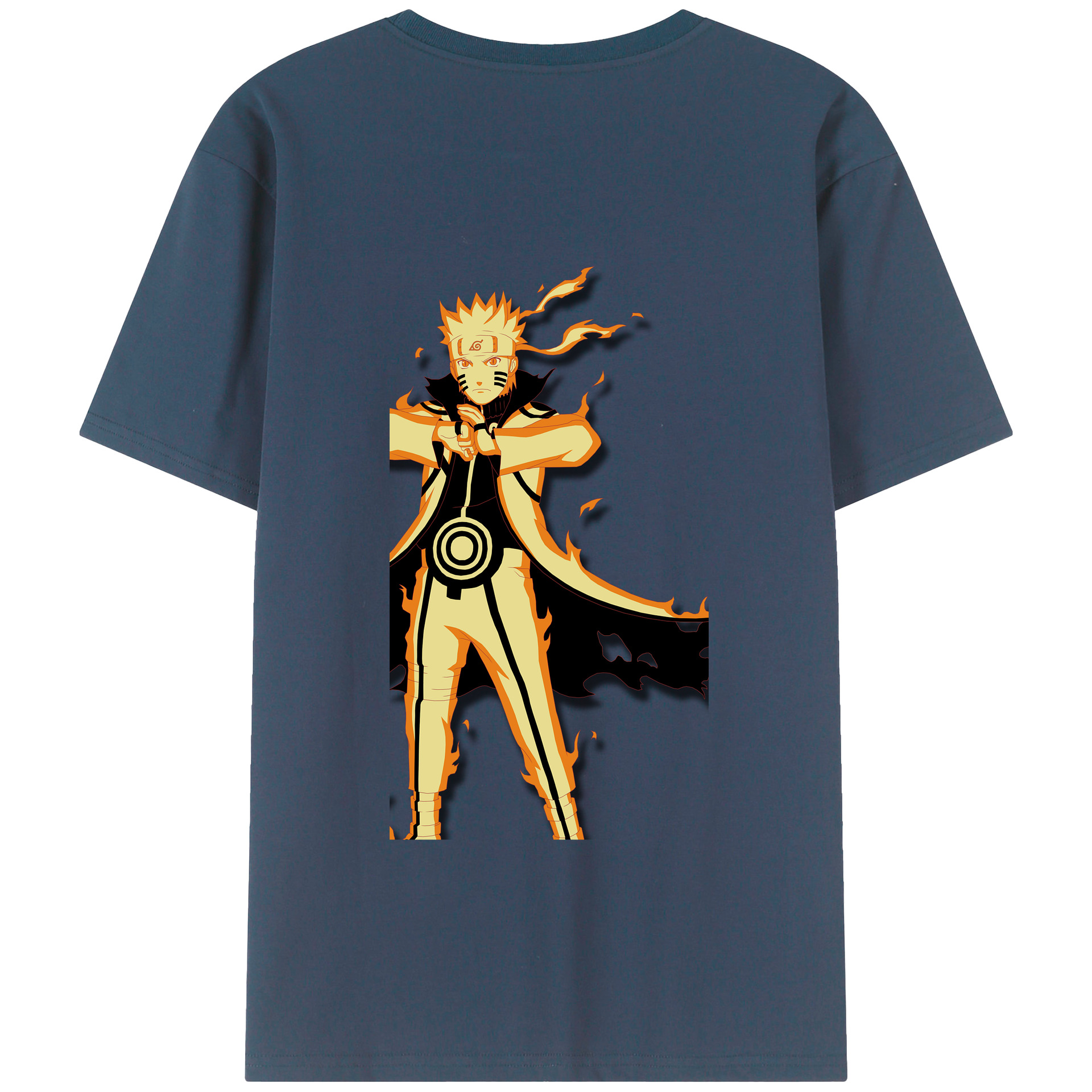 （画像用） NARUTO -ナルト- うずまき ナルト Uzumaki Naruto 綿100％ メンズ半袖Tシャツ（バックプリント） 通気性