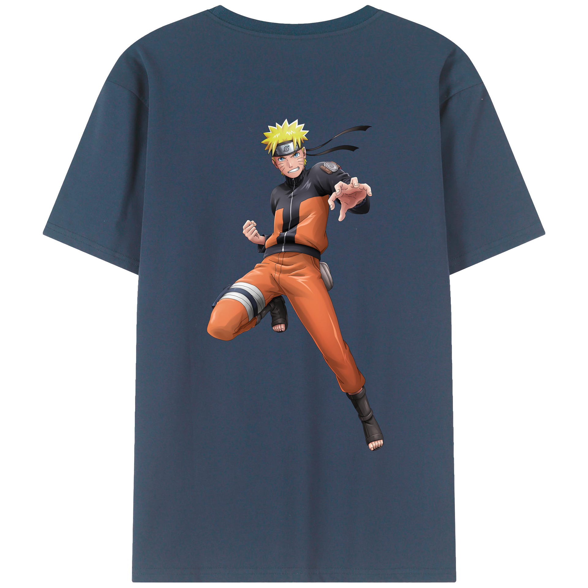 （画像用） NARUTO -ナルト- うずまき ナルト Uzumaki Naruto 綿100％ メンズ半袖Tシャツ（バックプリント） 通気性