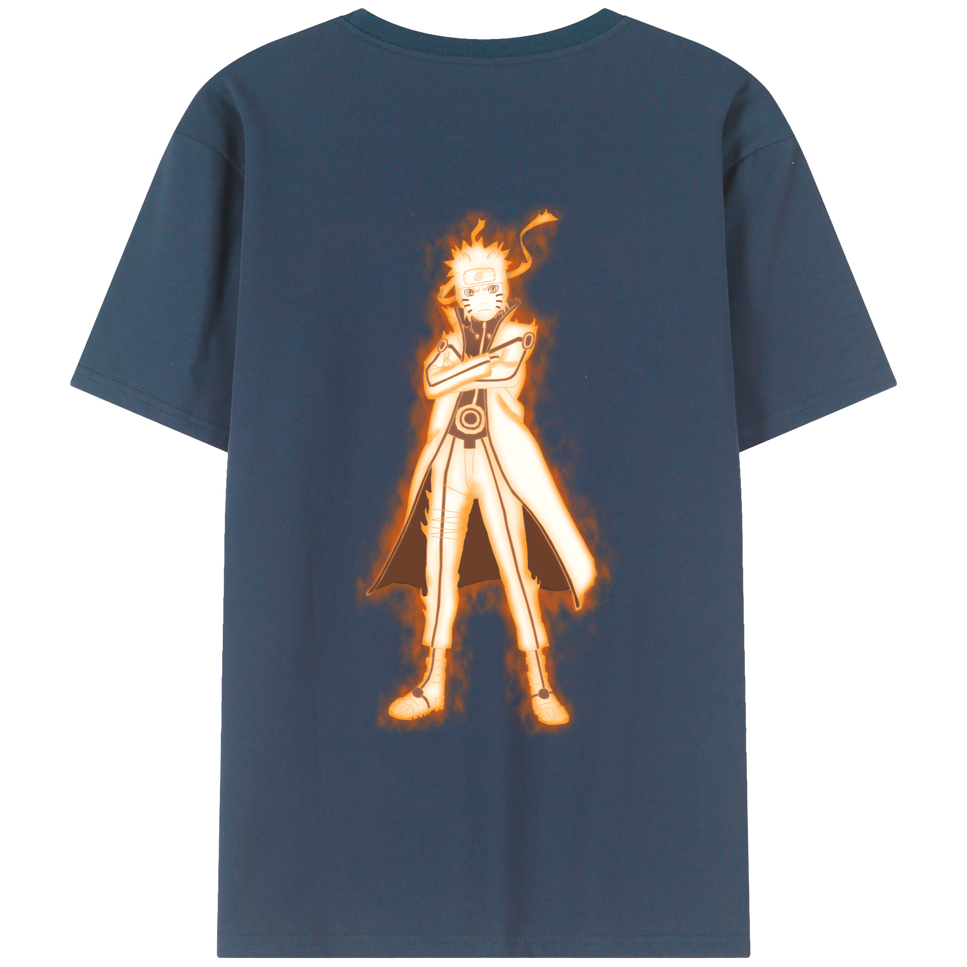 （画像用） NARUTO -ナルト- うずまき ナルト Uzumaki Naruto 綿100％ メンズ半袖Tシャツ（バックプリント） 通気性