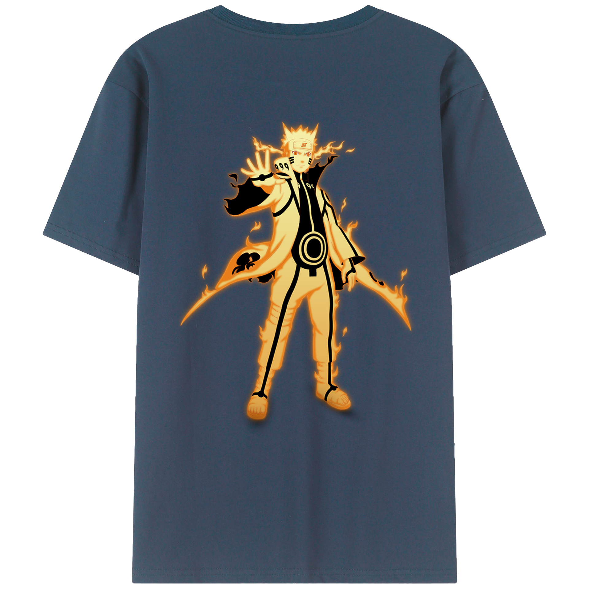 （画像用） NARUTO -ナルト- うずまき ナルト Uzumaki Naruto 綿100％ メンズ半袖Tシャツ（バックプリント） 通気性