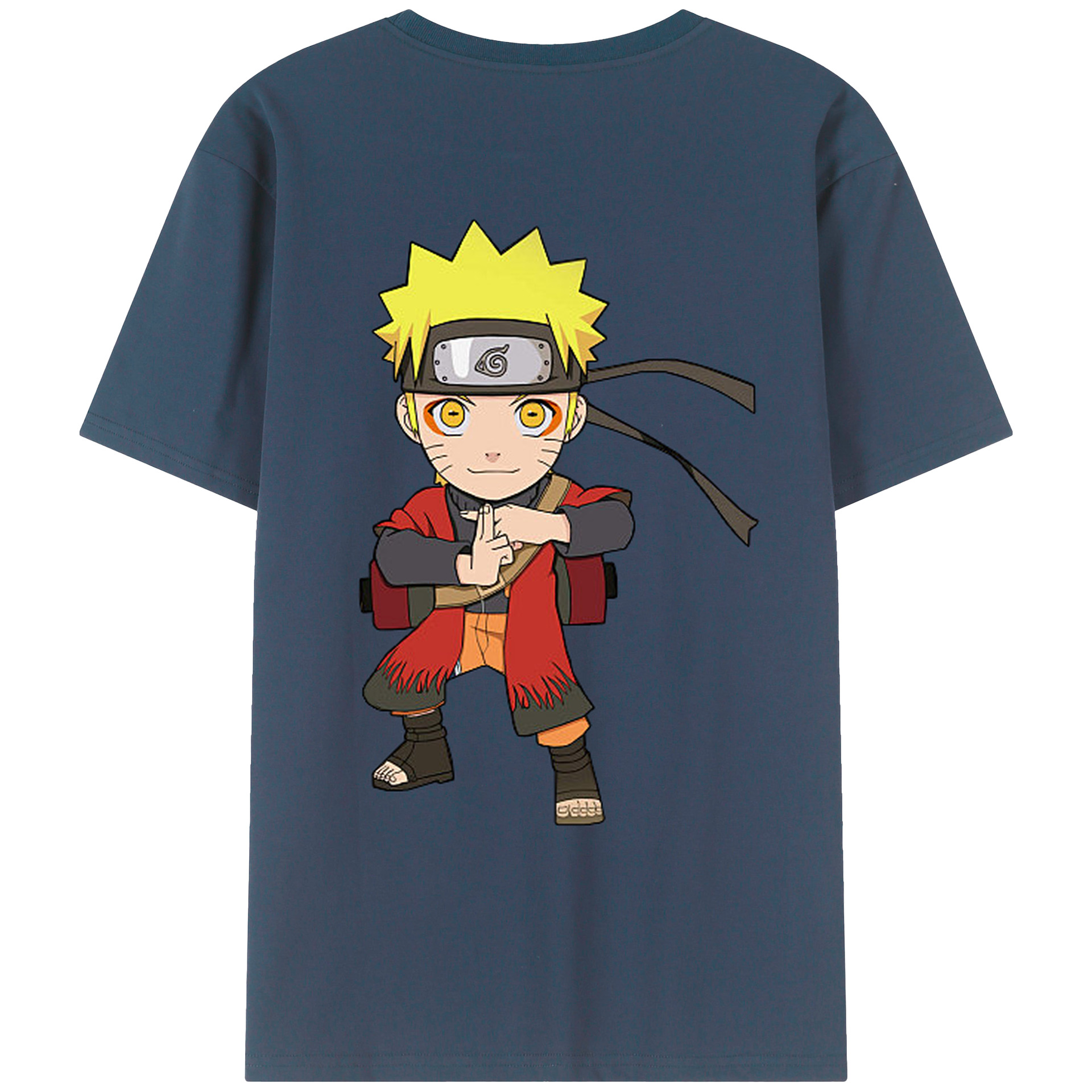 （画像用） NARUTO -ナルト- うずまき ナルト Uzumaki Naruto 綿100％ メンズ半袖Tシャツ（バックプリント） 通気性