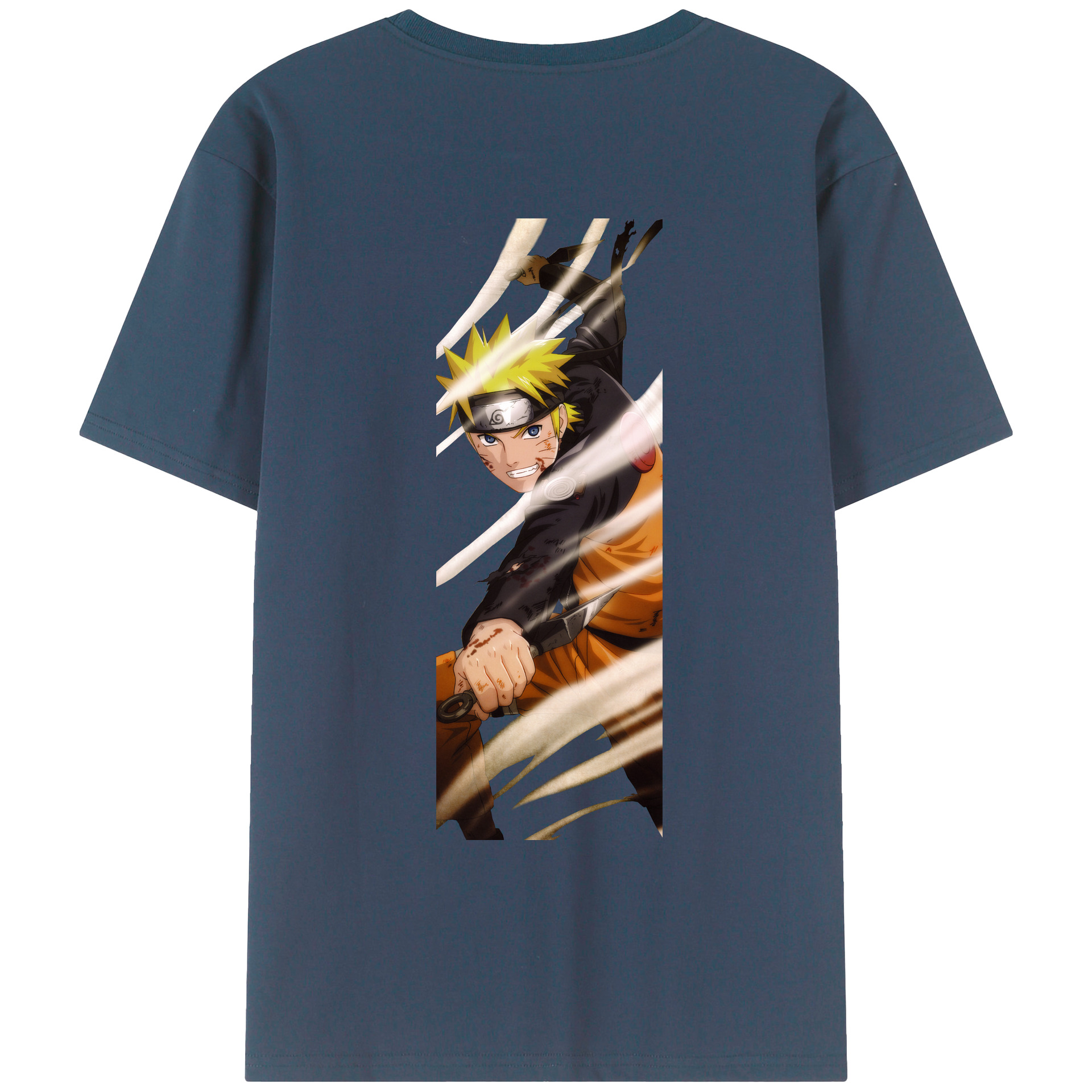 （画像用） NARUTO -ナルト- うずまき ナルト Uzumaki Naruto 綿100％ メンズ半袖Tシャツ（バックプリント） 通気性