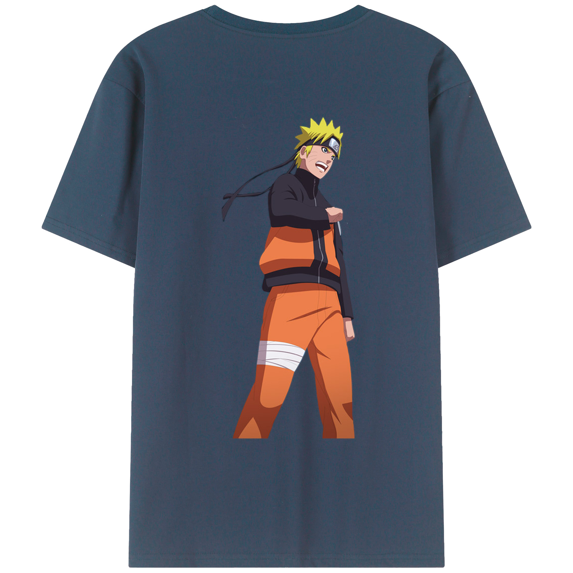 （画像用） NARUTO -ナルト- うずまき ナルト Uzumaki Naruto 綿100％ メンズ半袖Tシャツ（バックプリント） 通気性
