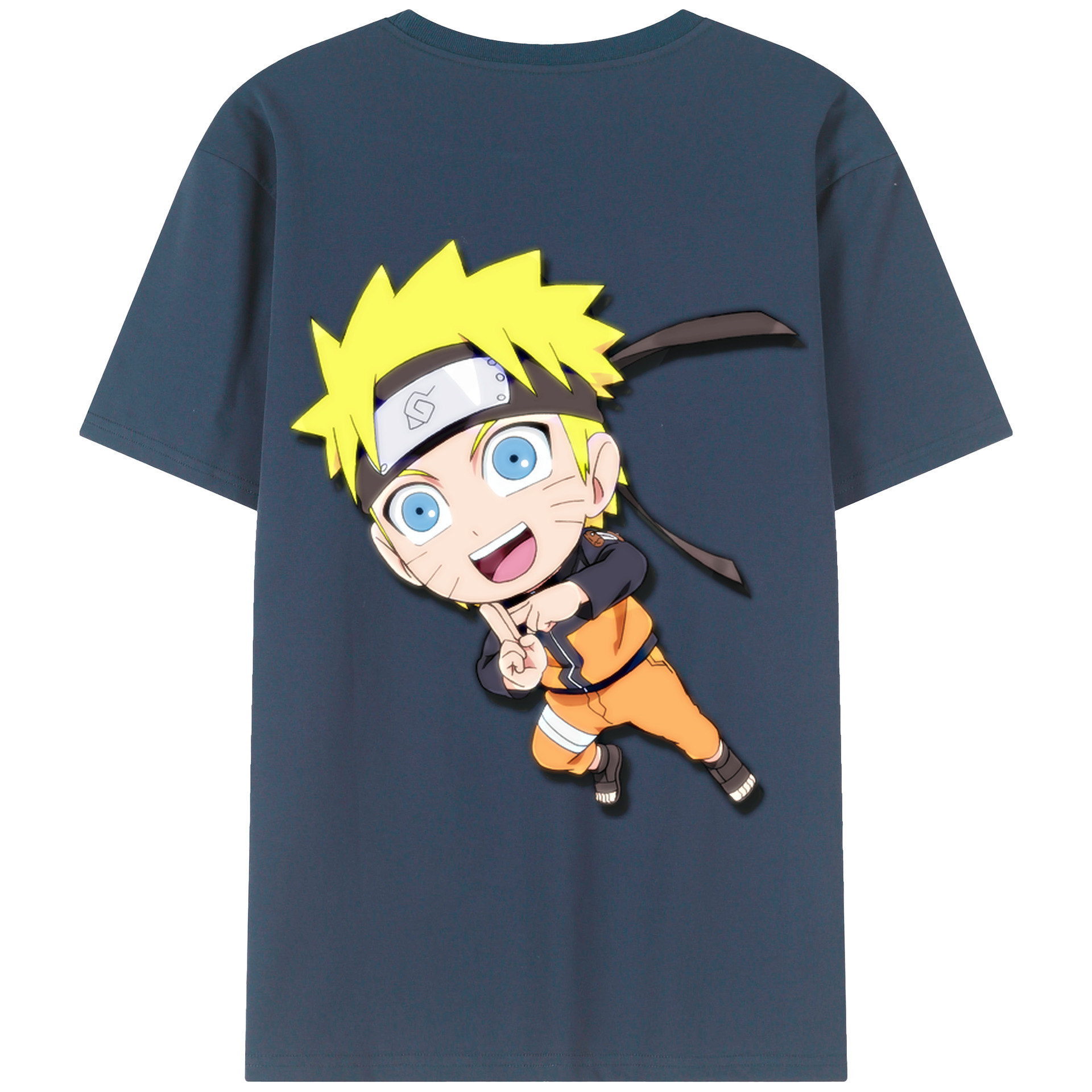 （画像用） NARUTO -ナルト- うずまき ナルト Uzumaki Naruto 綿100％ メンズ半袖Tシャツ（バックプリント） 通気性