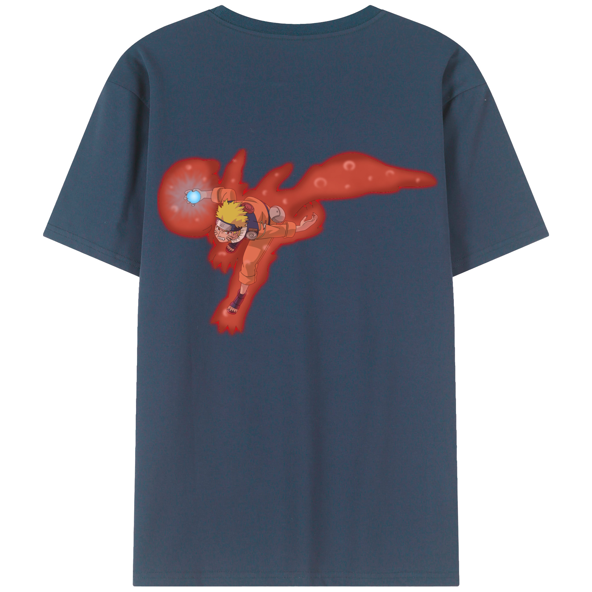 （画像用） NARUTO -ナルト- うずまき ナルト Uzumaki Naruto 綿100％ メンズ半袖Tシャツ（バックプリント） 通気性