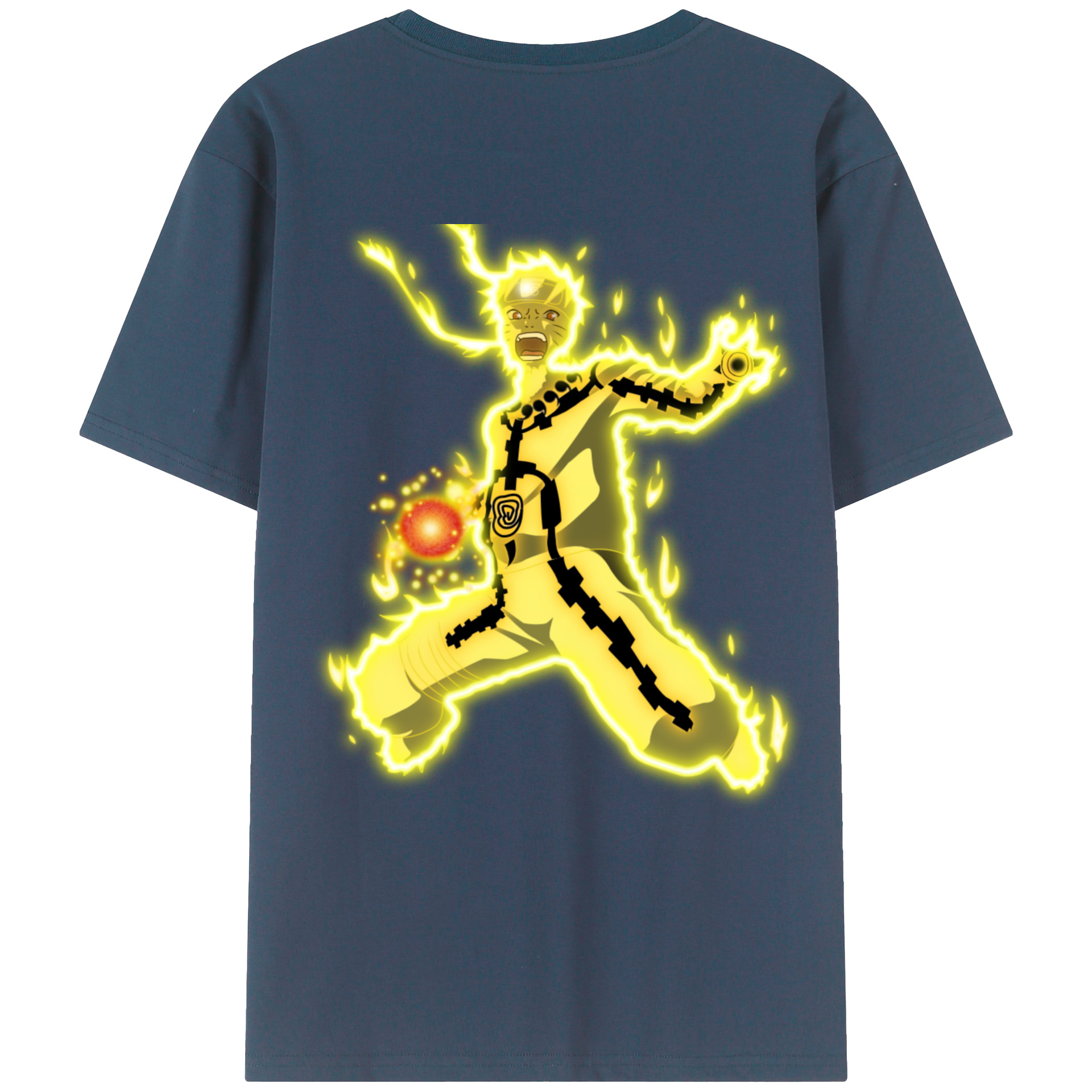 （画像用） NARUTO -ナルト- うずまき ナルト Uzumaki Naruto 綿100％ メンズ半袖Tシャツ（バックプリント） 通気性