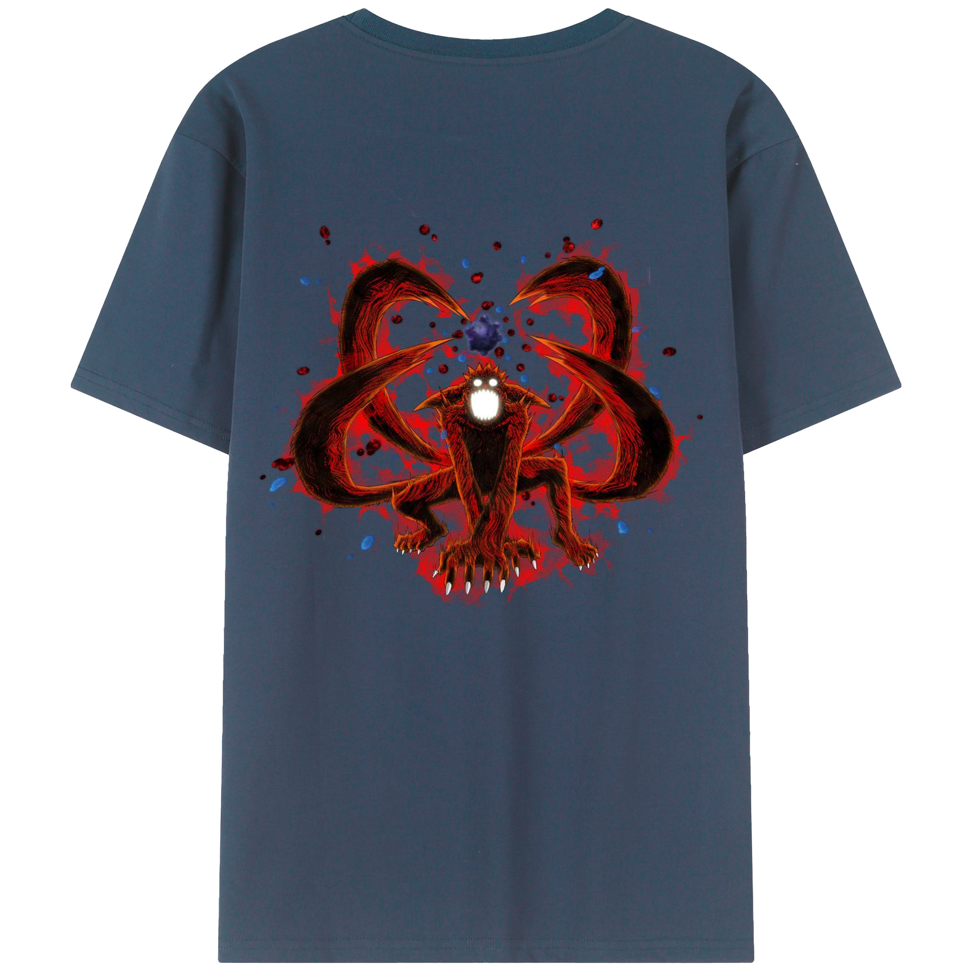 （画像用） NARUTO -ナルト- うずまき ナルト Uzumaki Naruto 綿100％ メンズ半袖Tシャツ（バックプリント） 通気性