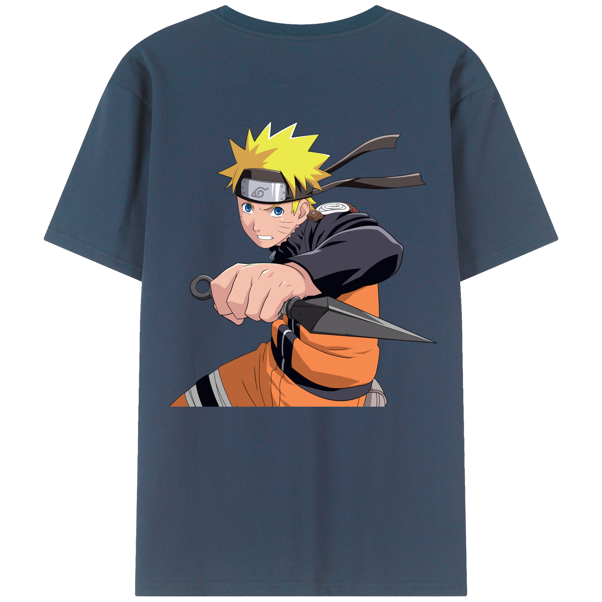 （画像用） NARUTO -ナルト- うずまき ナルト Uzumaki Naruto 綿100％ メンズ半袖Tシャツ（バックプリント） 通気性