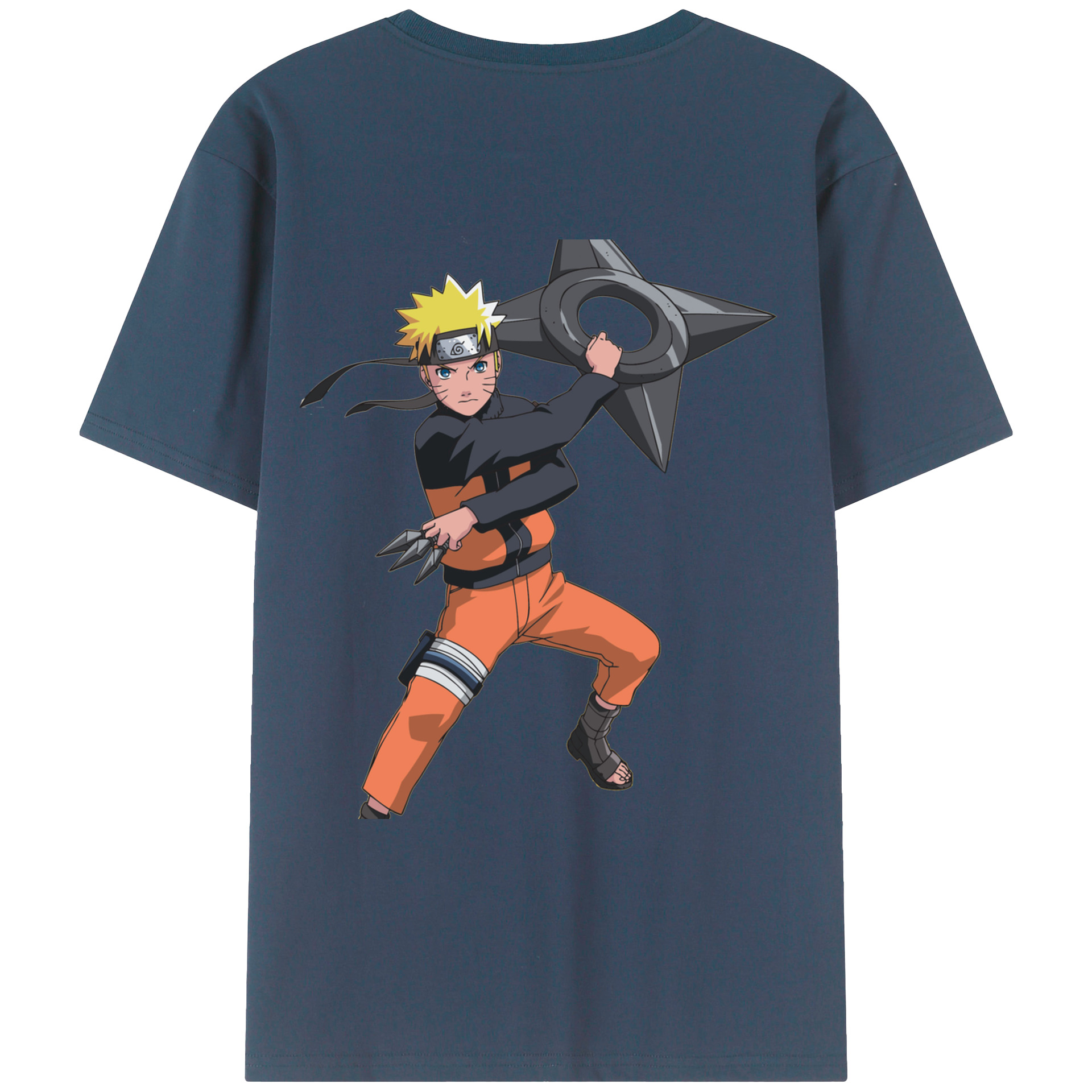 （画像用） NARUTO -ナルト- うずまき ナルト Uzumaki Naruto 綿100％ メンズ半袖Tシャツ（バックプリント） 通気性