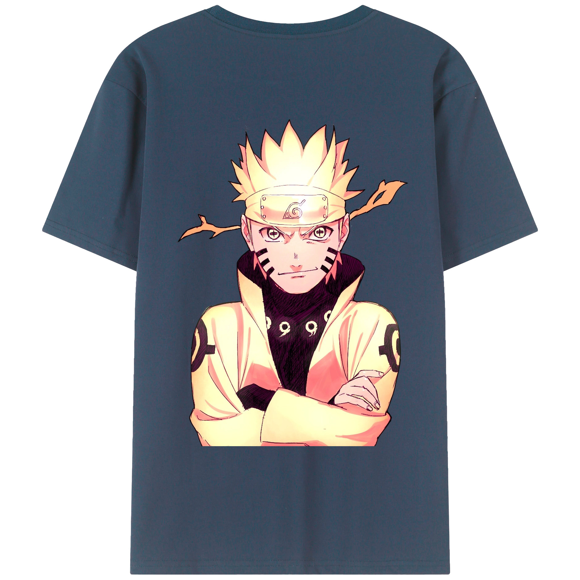 （画像用） NARUTO -ナルト- うずまき ナルト Uzumaki Naruto 綿100％ メンズ半袖Tシャツ（バックプリント） 通気性