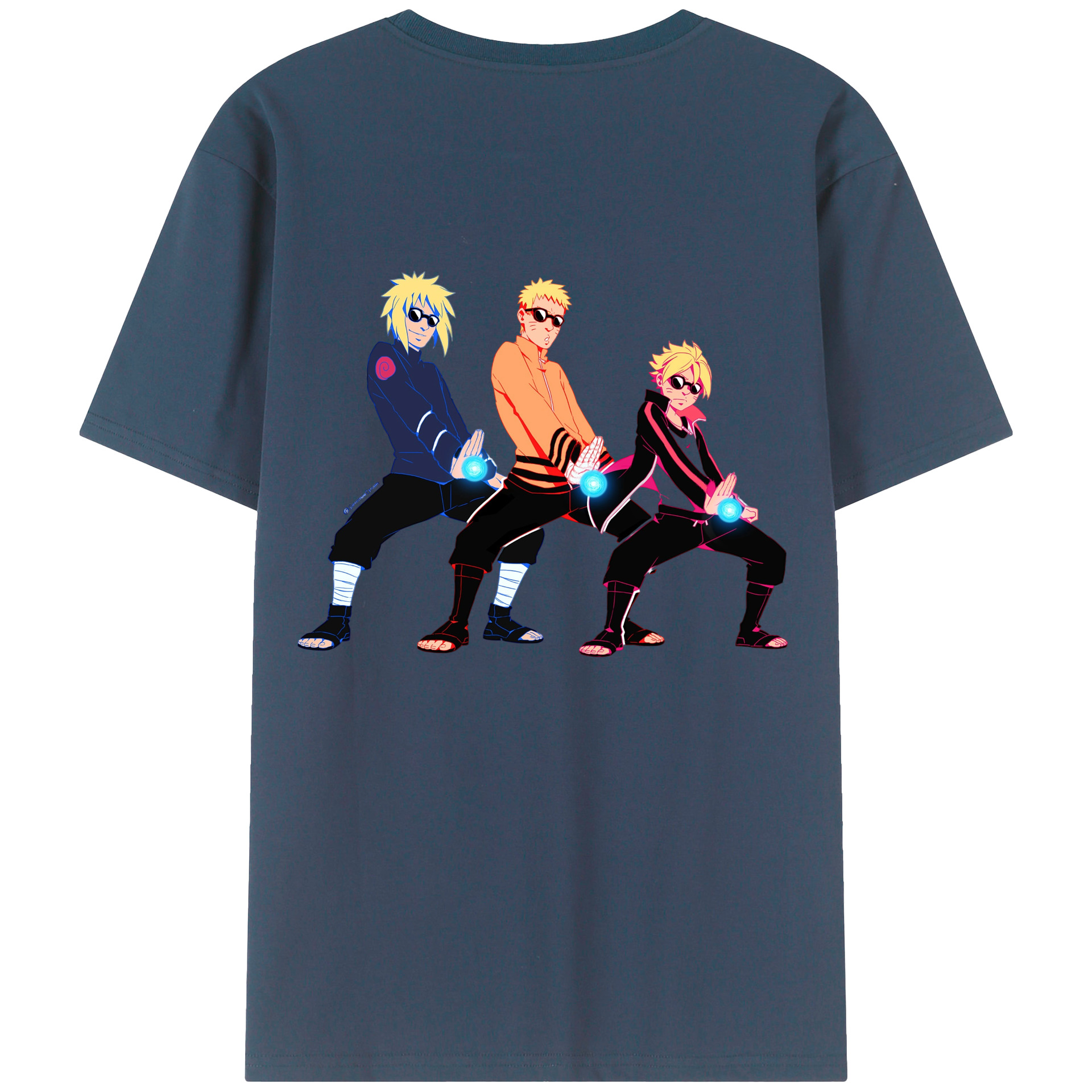（画像用） NARUTO -ナルト- うずまき ナルト Uzumaki Naruto 綿100％ メンズ半袖Tシャツ（バックプリント） 通気性