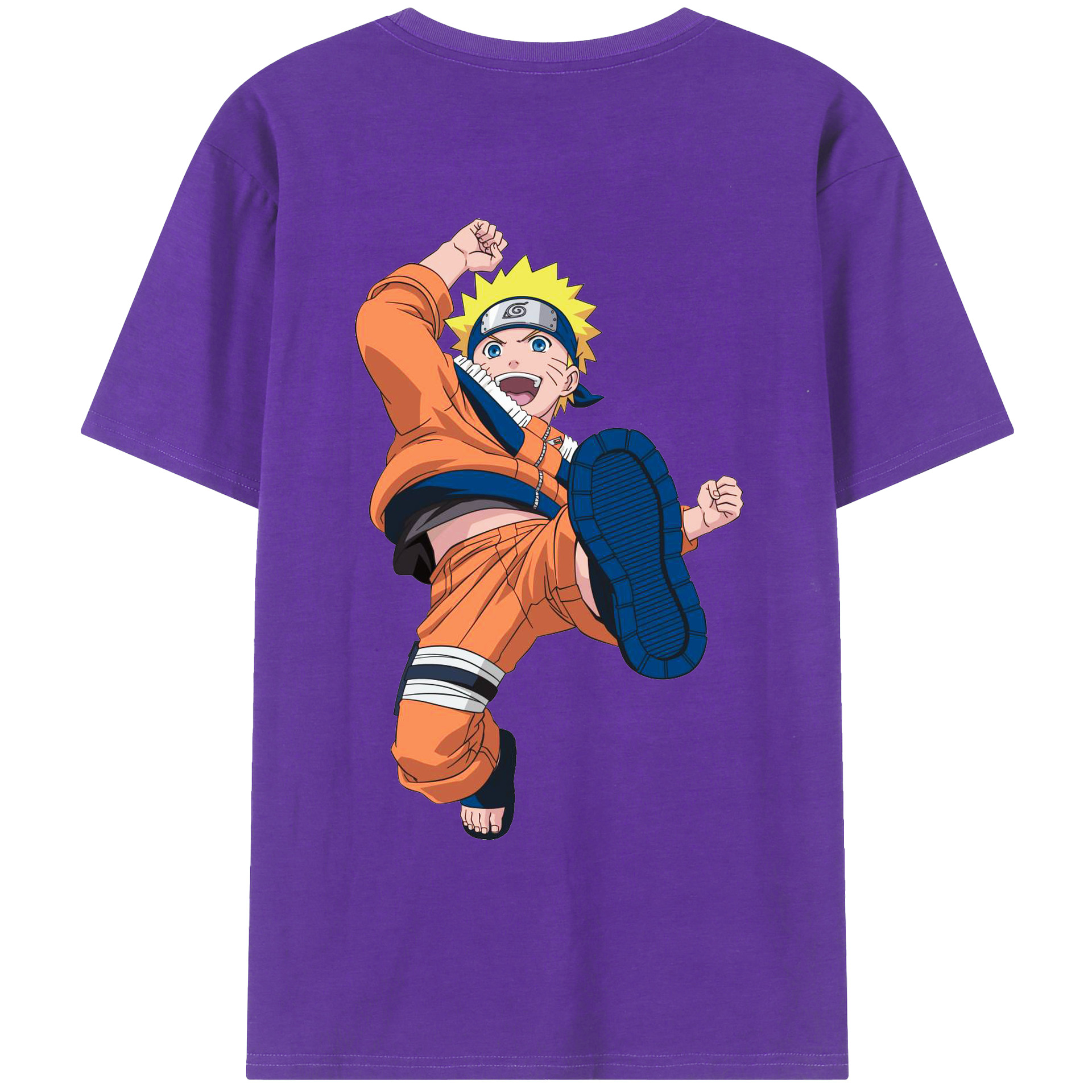 （画像用） NARUTO -ナルト- うずまき ナルト Uzumaki Naruto 綿100％ メンズ半袖Tシャツ（バックプリント） 通気性