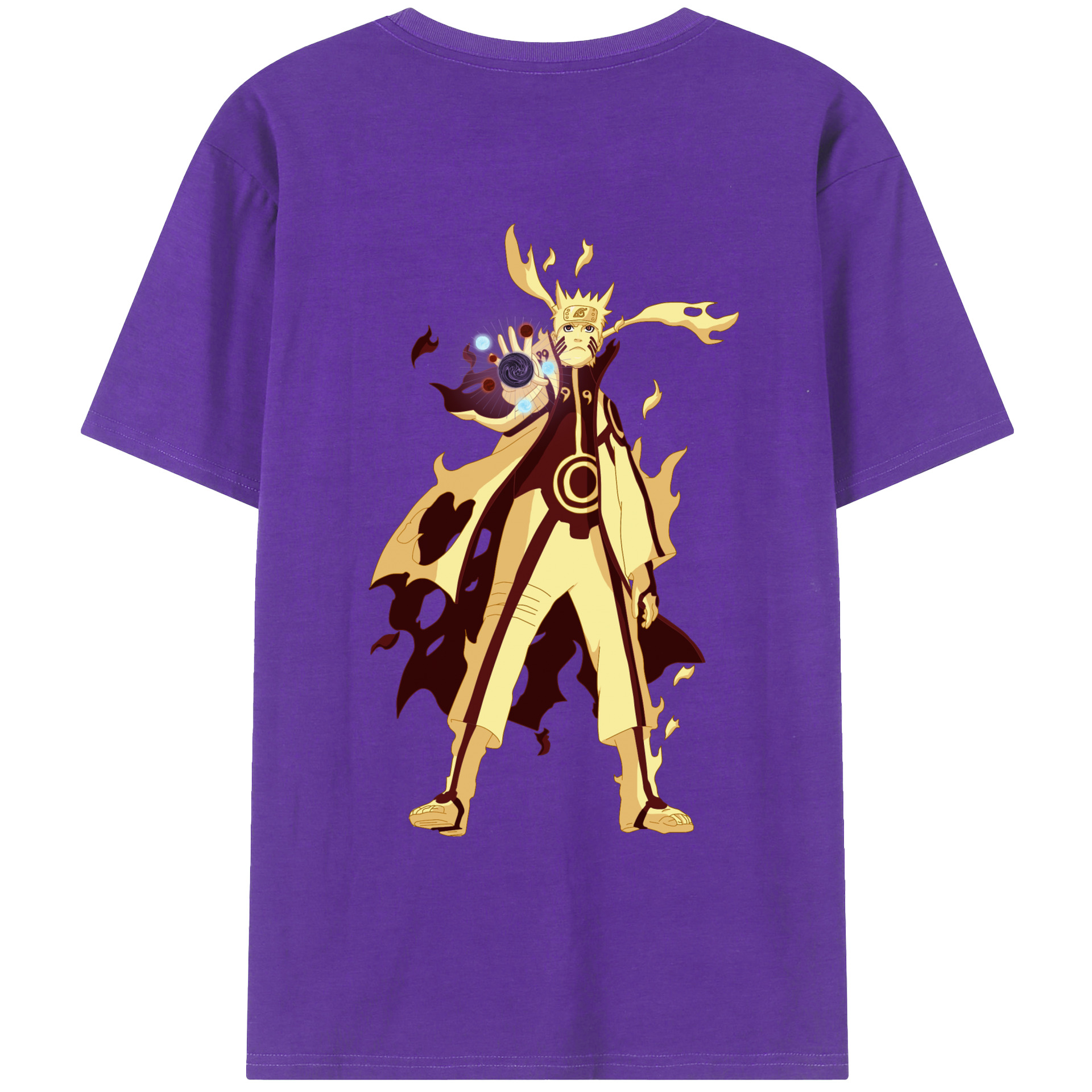 （画像用） NARUTO -ナルト- うずまき ナルト Uzumaki Naruto 綿100％ メンズ半袖Tシャツ（バックプリント） 通気性
