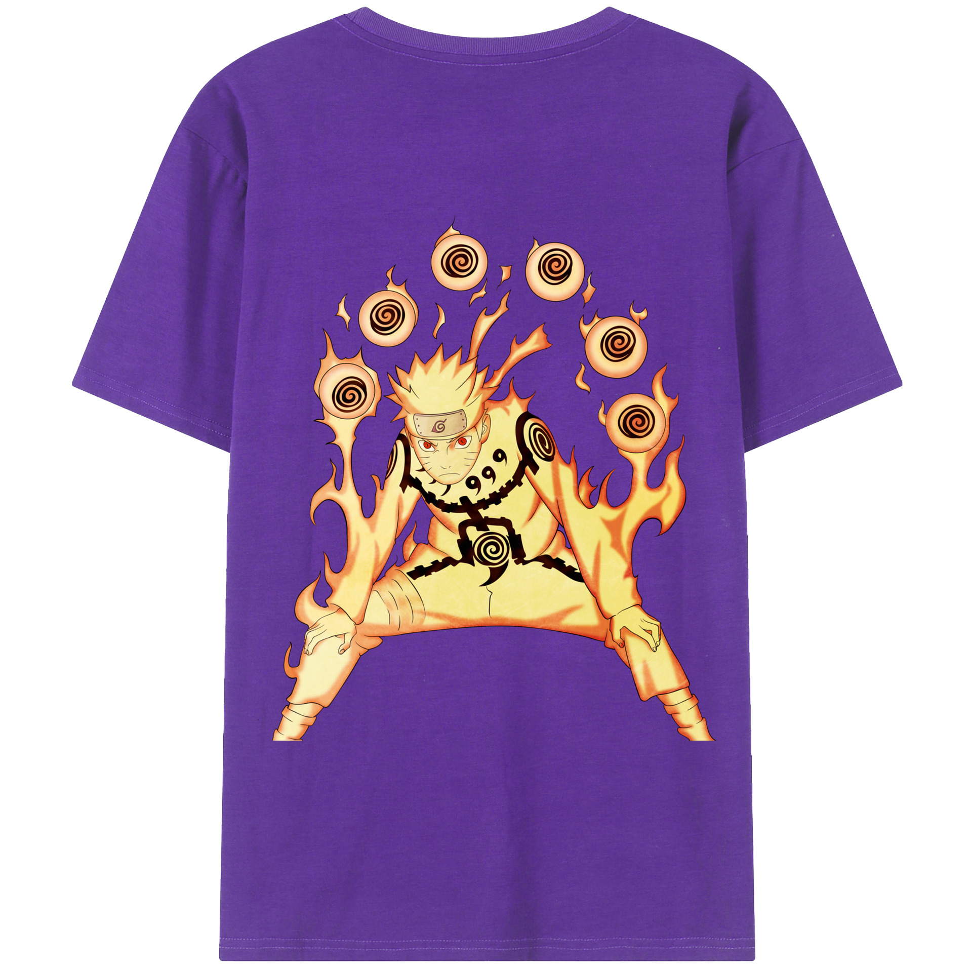 （画像用） NARUTO -ナルト- うずまき ナルト Uzumaki Naruto 綿100％ メンズ半袖Tシャツ（バックプリント） 通気性