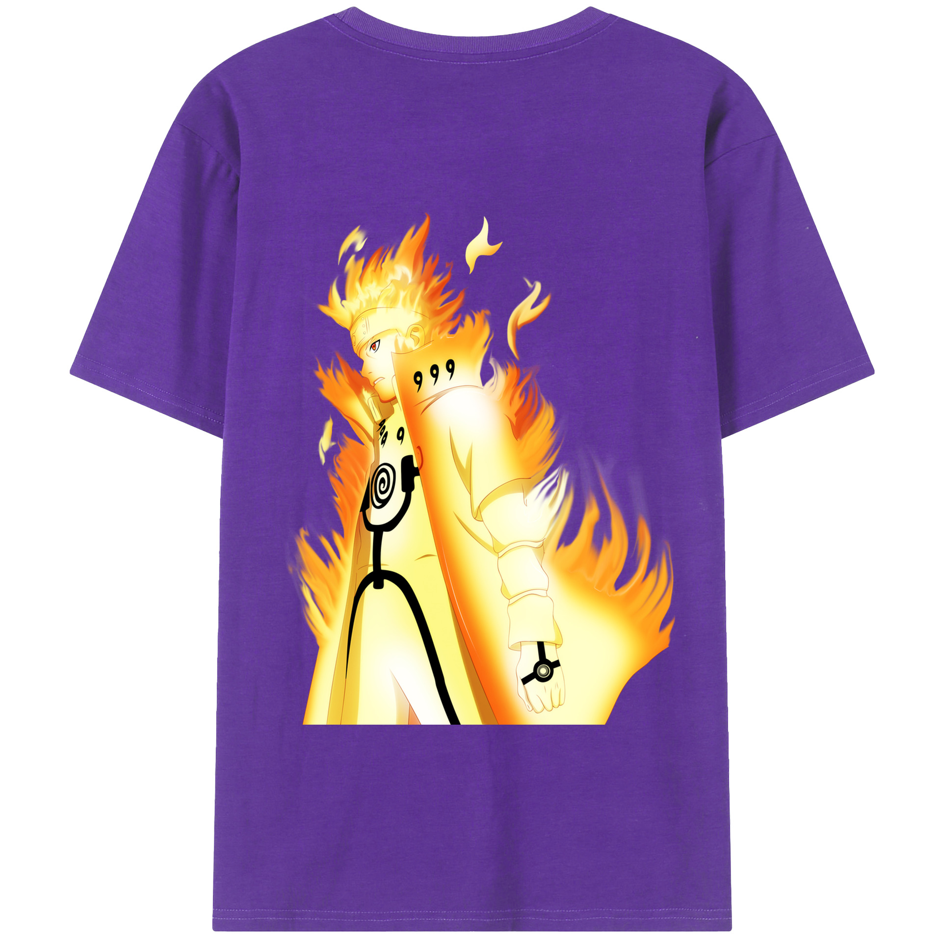 （画像用） NARUTO -ナルト- うずまき ナルト Uzumaki Naruto 綿100％ メンズ半袖Tシャツ（バックプリント） 通気性