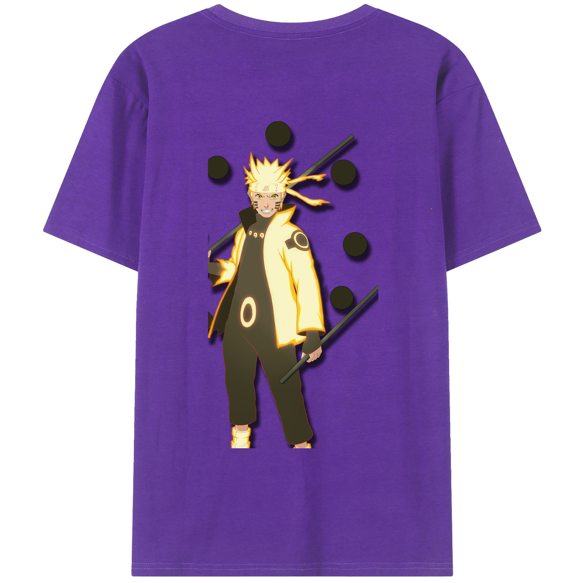 （画像用） NARUTO -ナルト- うずまき ナルト Uzumaki Naruto 綿100％ メンズ半袖Tシャツ（バックプリント） 通気性