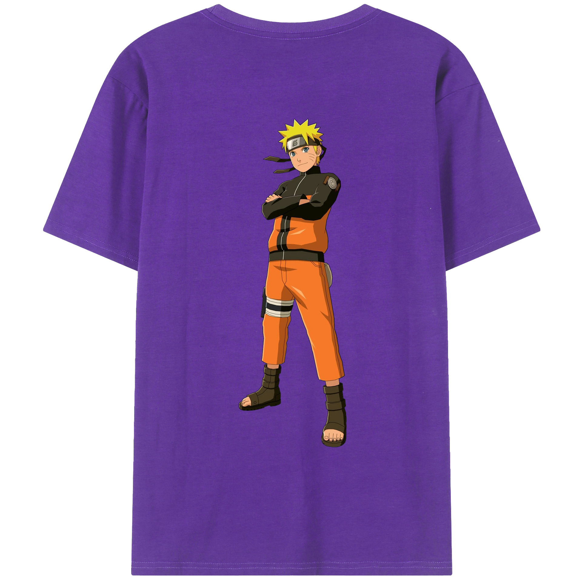 （画像用） NARUTO -ナルト- うずまき ナルト Uzumaki Naruto 綿100％ メンズ半袖Tシャツ（バックプリント） 通気性