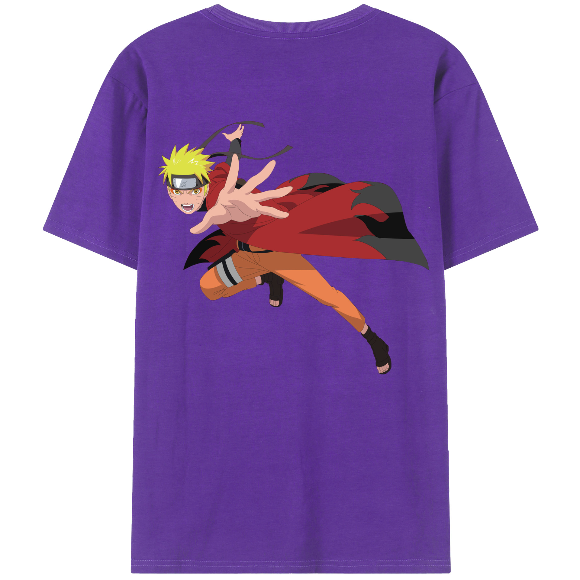 （画像用） NARUTO -ナルト- うずまき ナルト Uzumaki Naruto 綿100％ メンズ半袖Tシャツ（バックプリント） 通気性