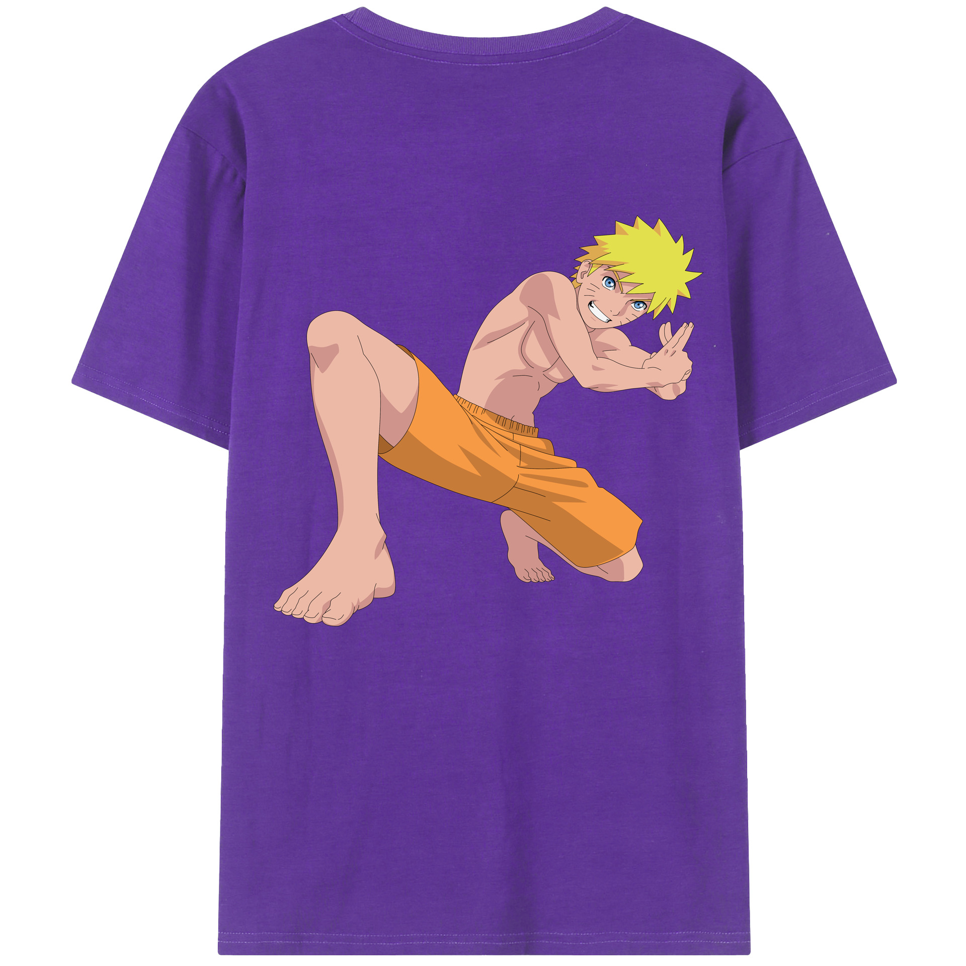 （画像用） NARUTO -ナルト- うずまき ナルト Uzumaki Naruto 綿100％ メンズ半袖Tシャツ（バックプリント） 通気性