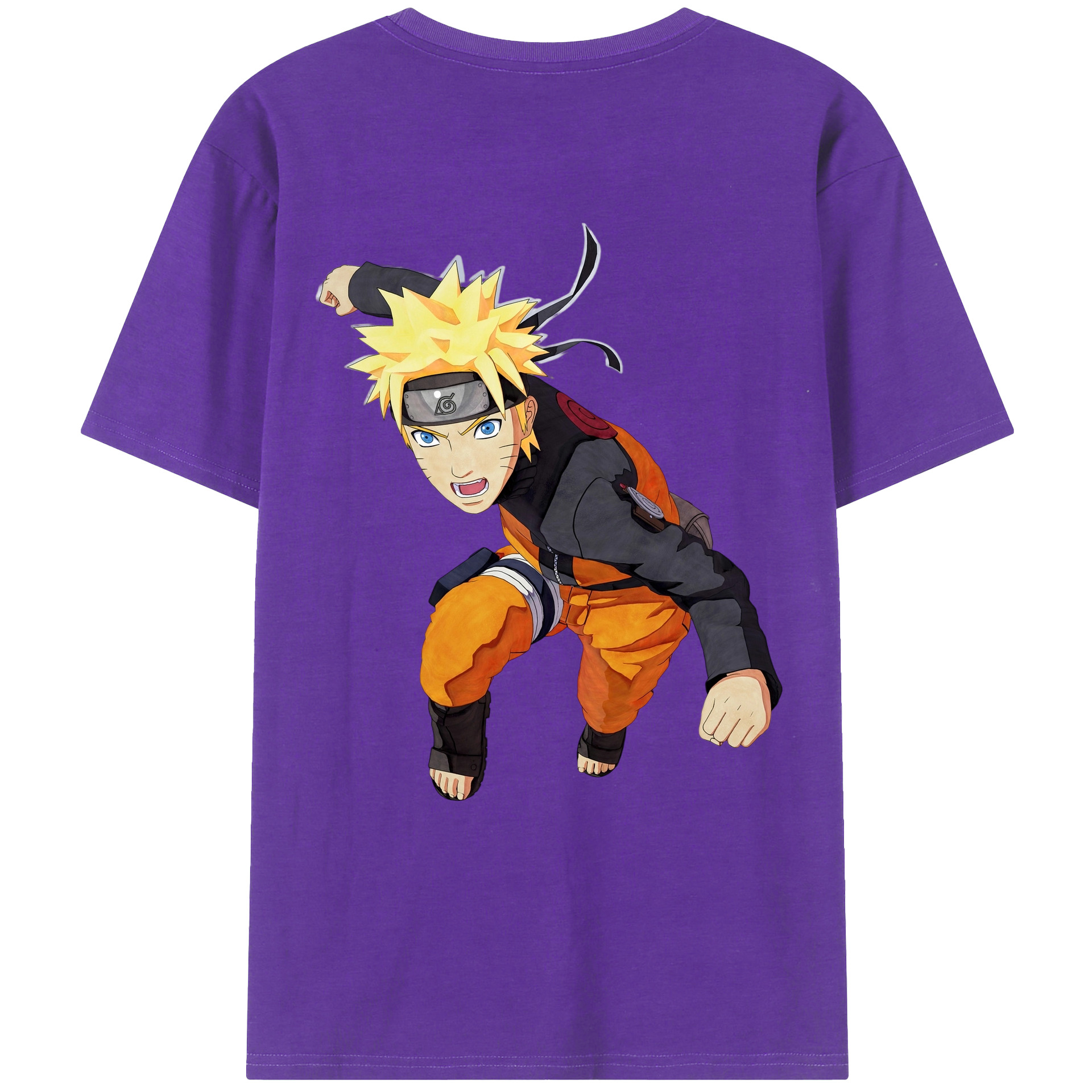 （画像用） NARUTO -ナルト- うずまき ナルト Uzumaki Naruto 綿100％ メンズ半袖Tシャツ（バックプリント） 通気性