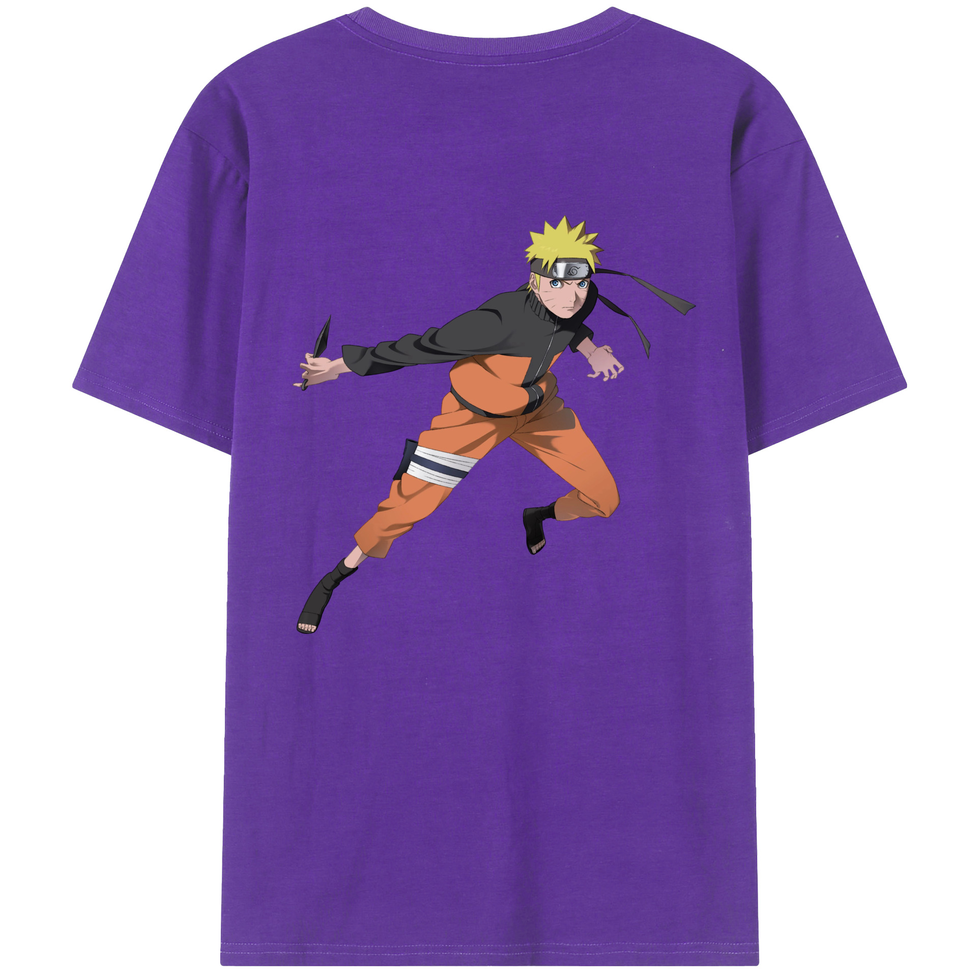 （画像用） NARUTO -ナルト- うずまき ナルト Uzumaki Naruto 綿100％ メンズ半袖Tシャツ（バックプリント） 通気性