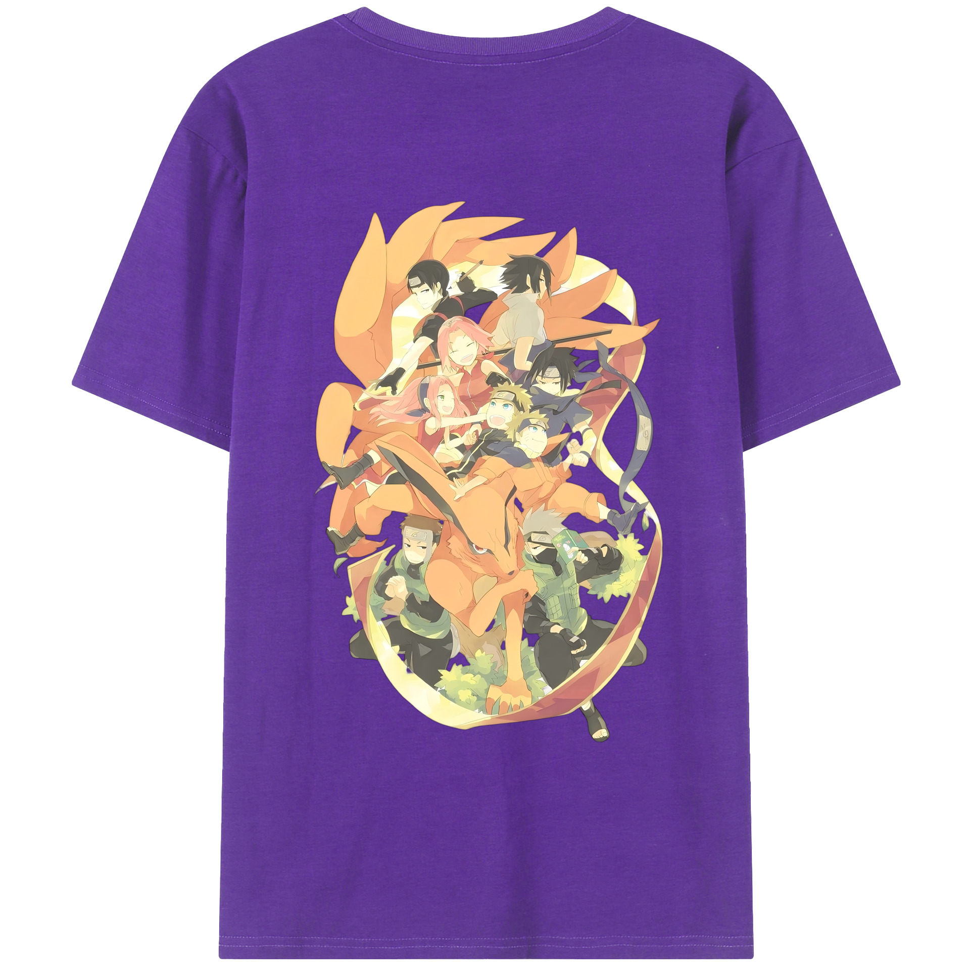（画像用） NARUTO -ナルト- うずまき ナルト Uzumaki Naruto 綿100％ メンズ半袖Tシャツ（バックプリント） 通気性