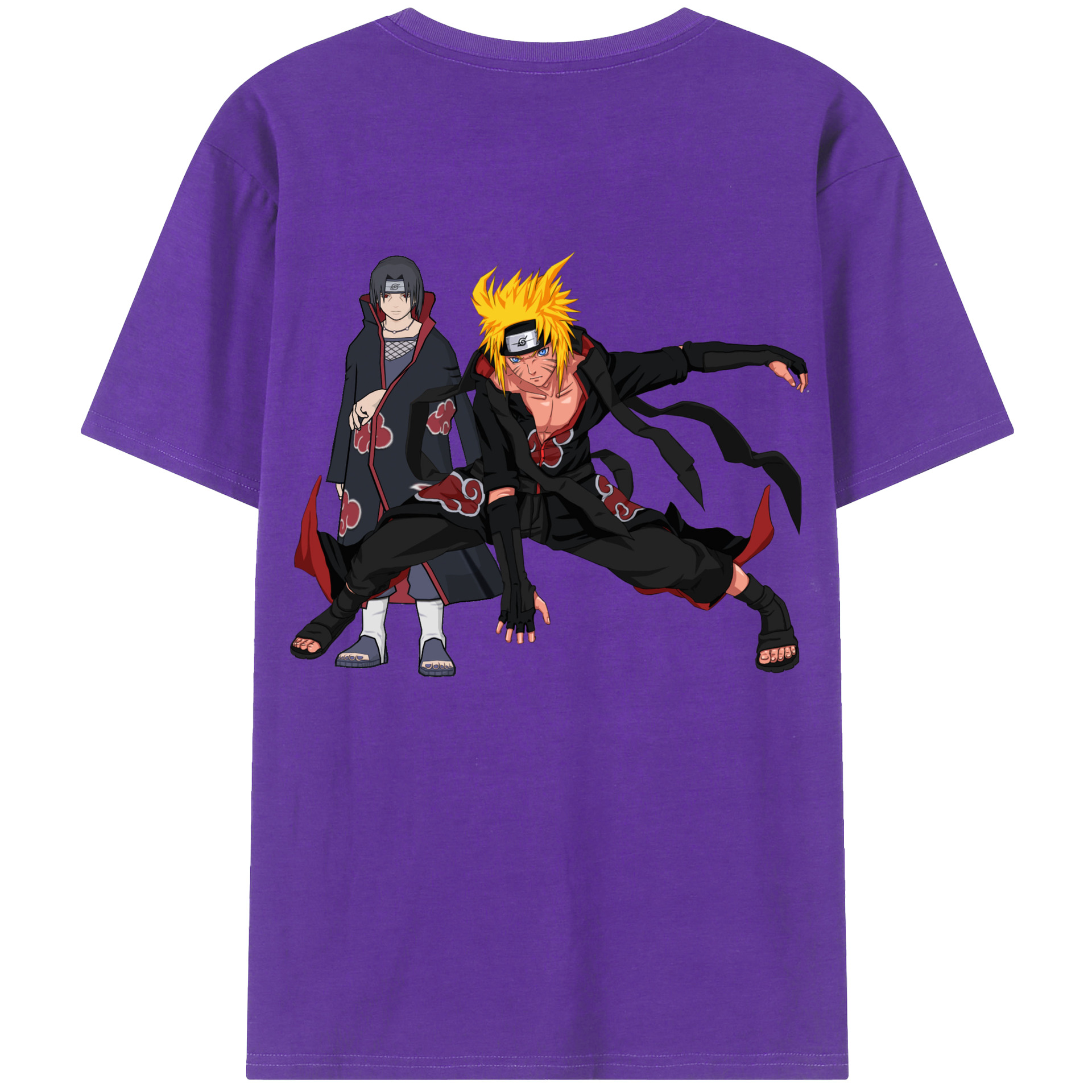 （画像用） NARUTO -ナルト- うずまき ナルト Uzumaki Naruto 綿100％ メンズ半袖Tシャツ（バックプリント） 通気性