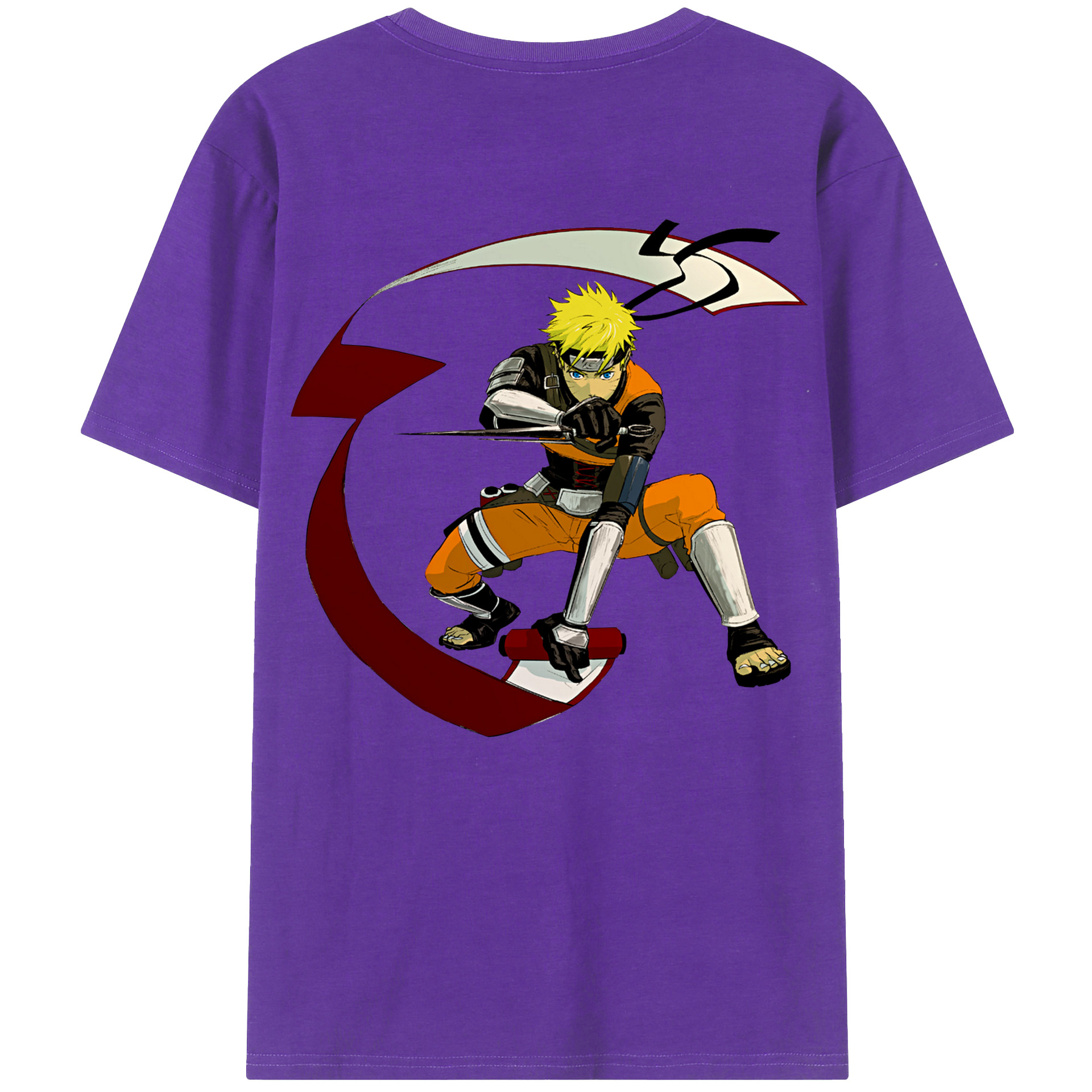 （画像用） NARUTO -ナルト- うずまき ナルト Uzumaki Naruto 綿100％ メンズ半袖Tシャツ（バックプリント） 通気性