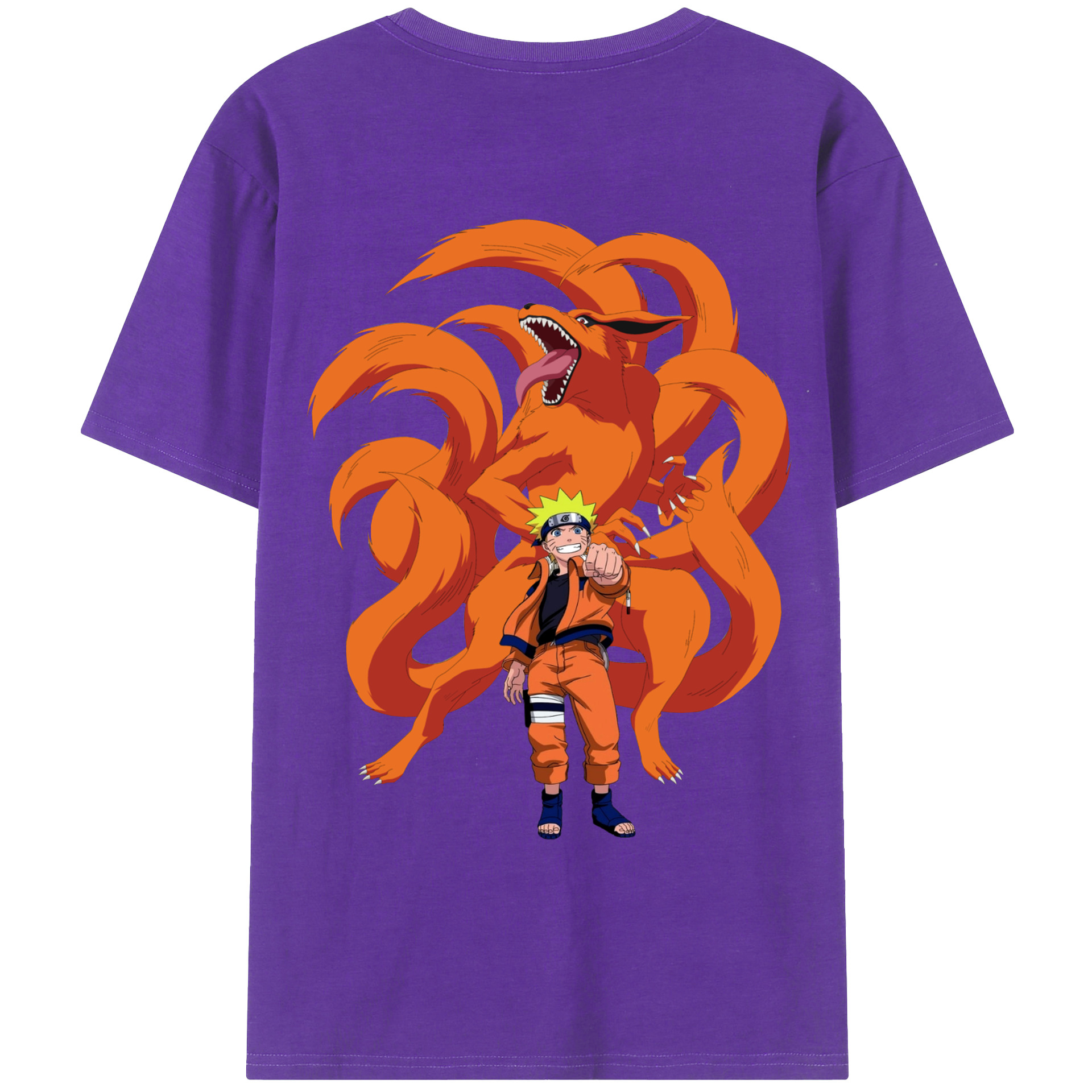 （画像用） NARUTO -ナルト- うずまき ナルト Uzumaki Naruto 綿100％ メンズ半袖Tシャツ（バックプリント） 通気性