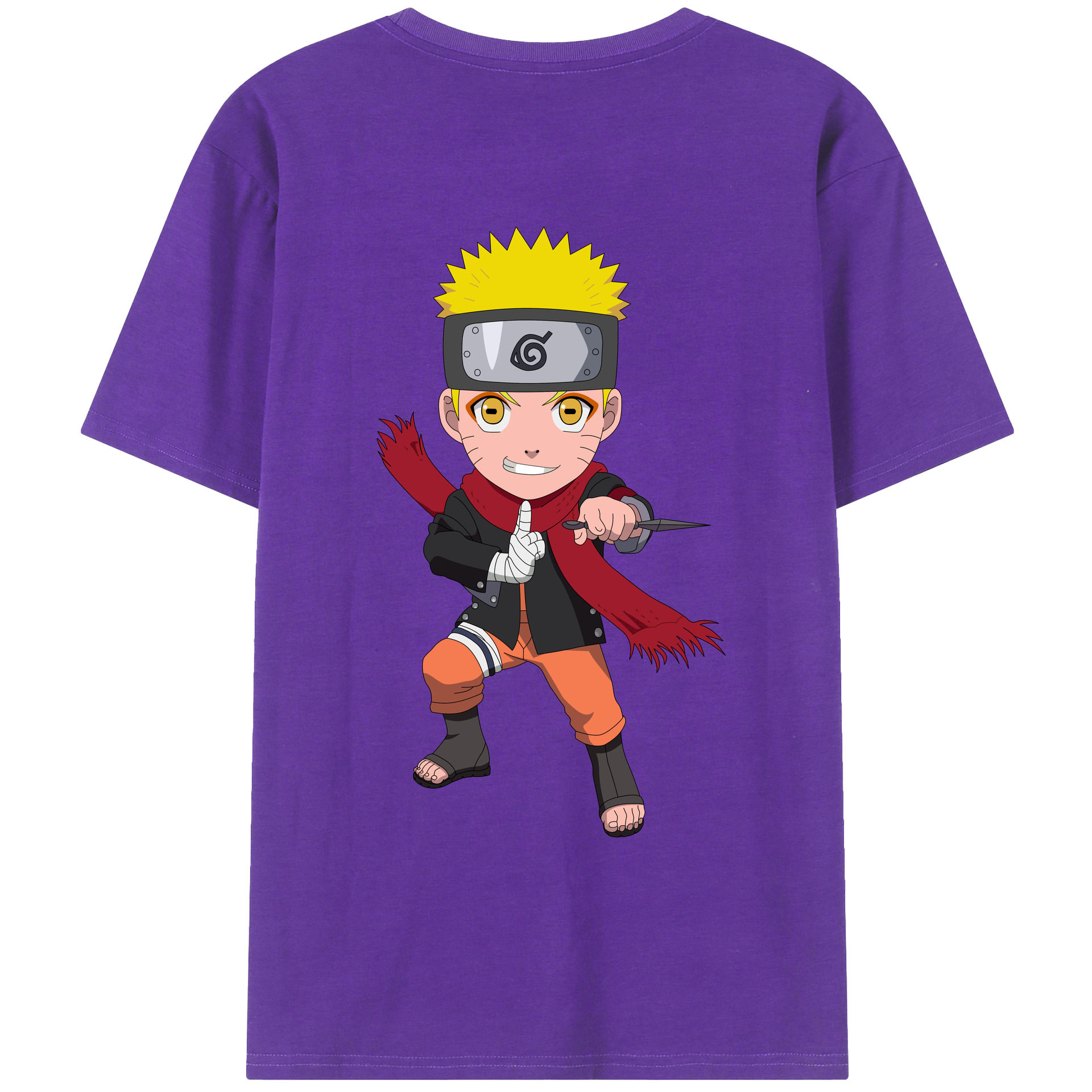 （画像用） NARUTO -ナルト- うずまき ナルト Uzumaki Naruto 綿100％ メンズ半袖Tシャツ（バックプリント） 通気性