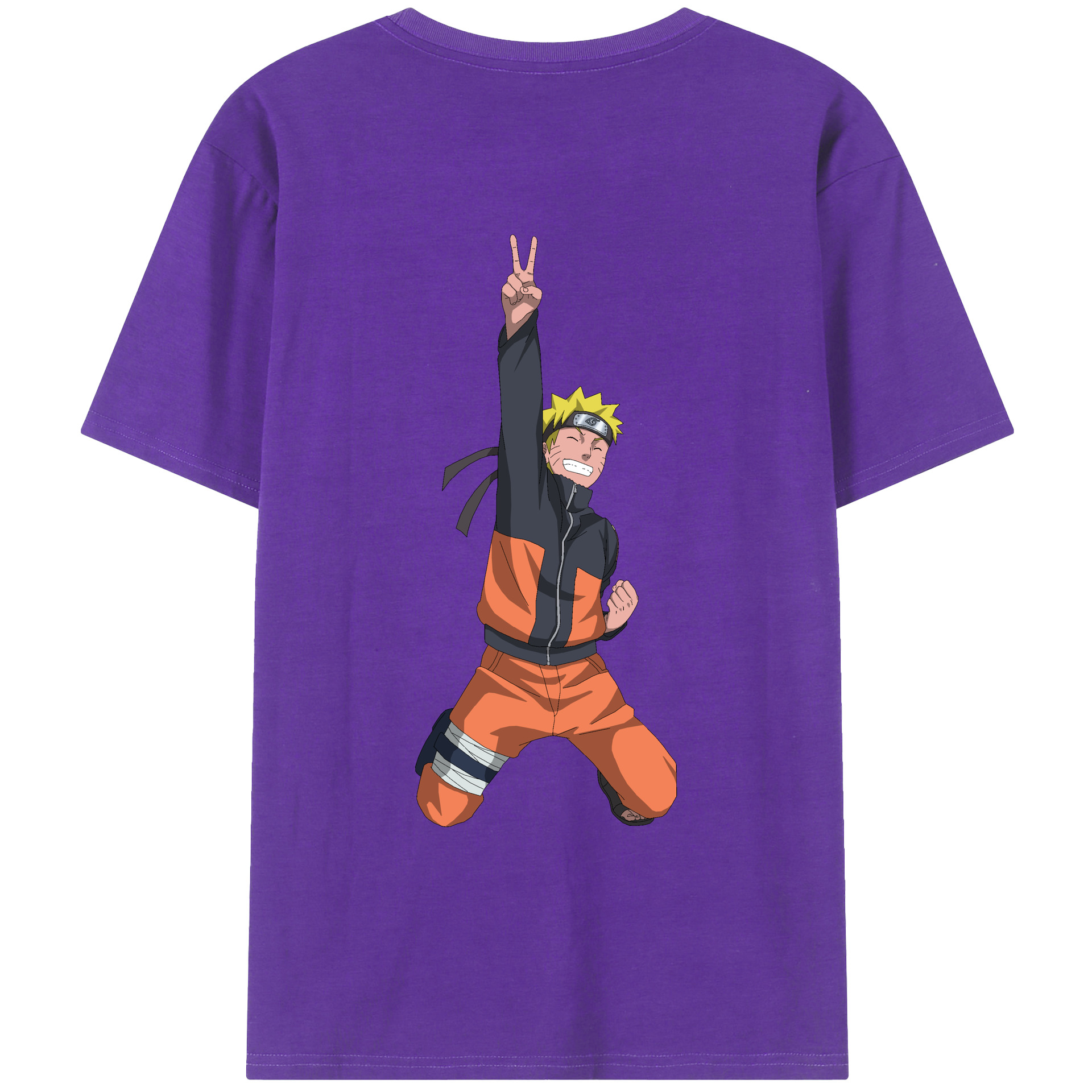 （画像用） NARUTO -ナルト- うずまき ナルト Uzumaki Naruto 綿100％ メンズ半袖Tシャツ（バックプリント） 通気性