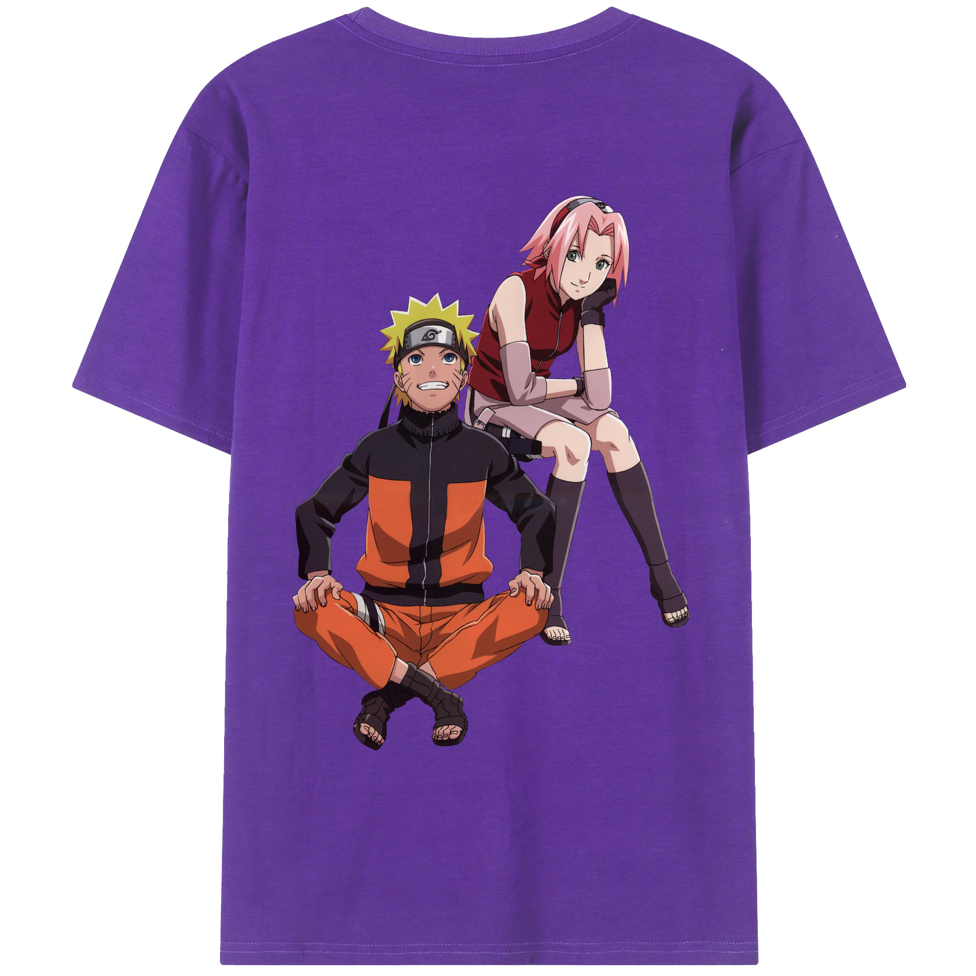 （画像用） NARUTO -ナルト- うずまき ナルト Uzumaki Naruto 綿100％ メンズ半袖Tシャツ（バックプリント） 通気性