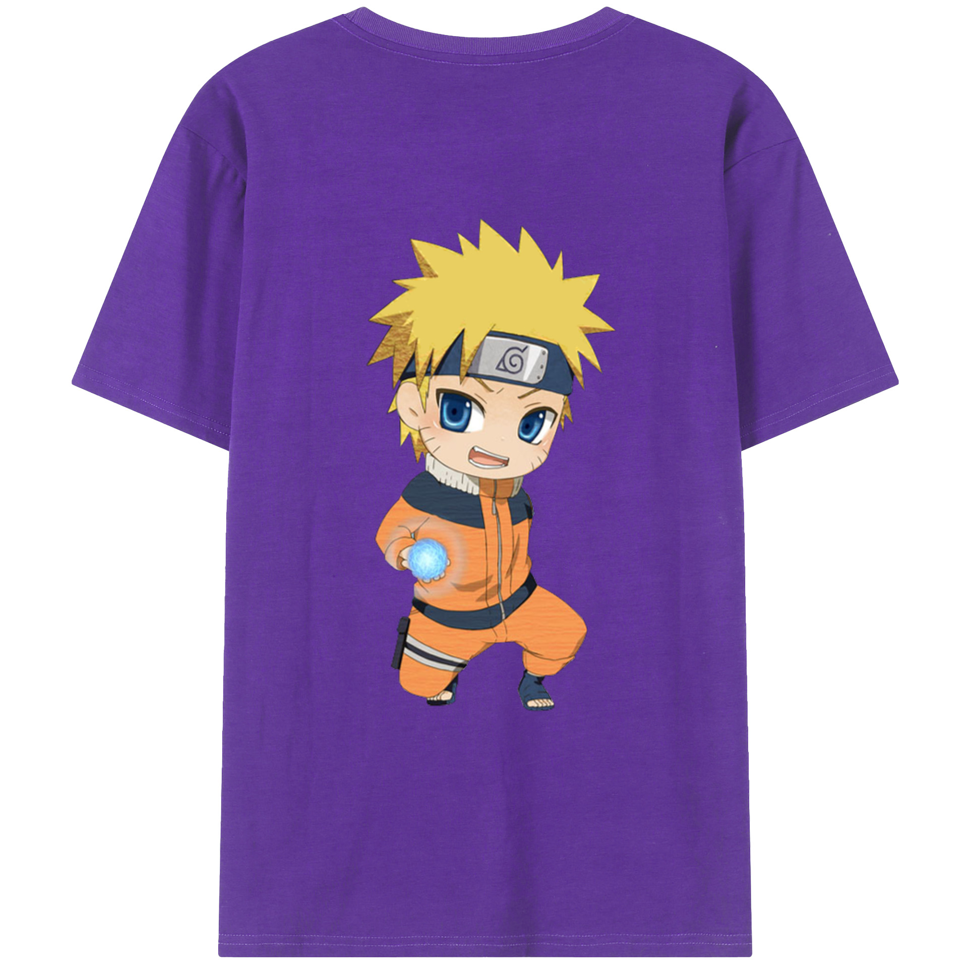 （画像用） NARUTO -ナルト- うずまき ナルト Uzumaki Naruto 綿100％ メンズ半袖Tシャツ（バックプリント） 通気性