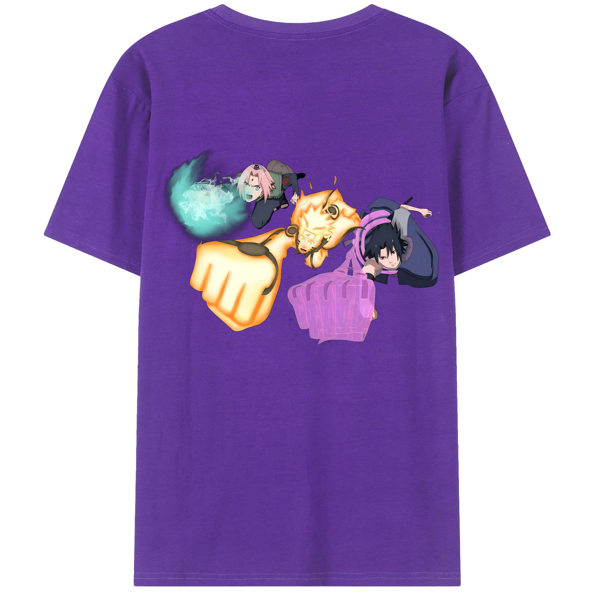 （画像用） NARUTO -ナルト- うずまき ナルト Uzumaki Naruto 綿100％ メンズ半袖Tシャツ（バックプリント） 通気性